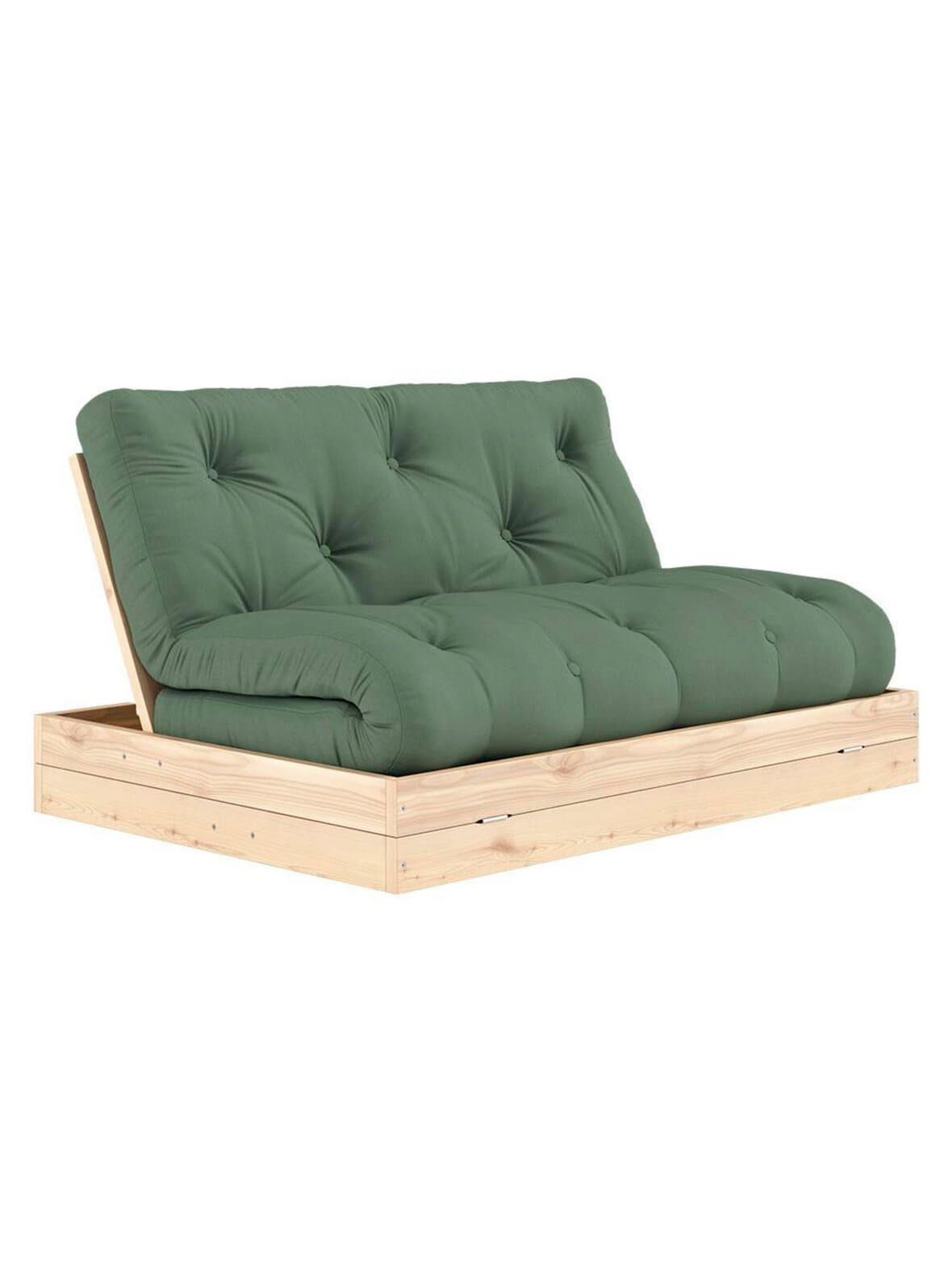 Flip-futonsohva olive green / mänty l 140 cm – Karup