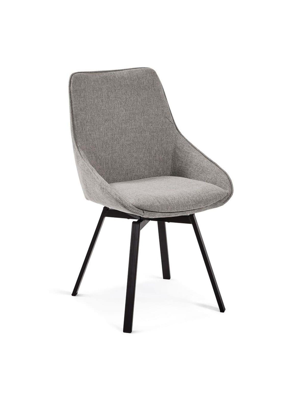 Jenna-tuoli vaaleanharmaa chenille-kangas – Kave Home