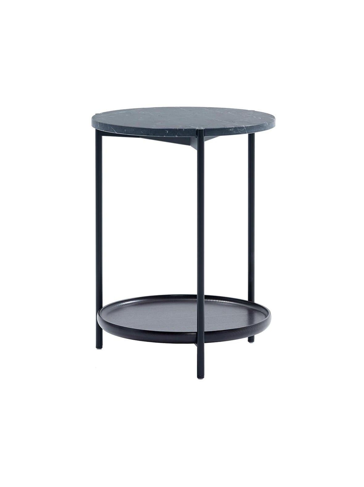 Plateau-sohvapöytä musta ⌀ 42 cm – Adea