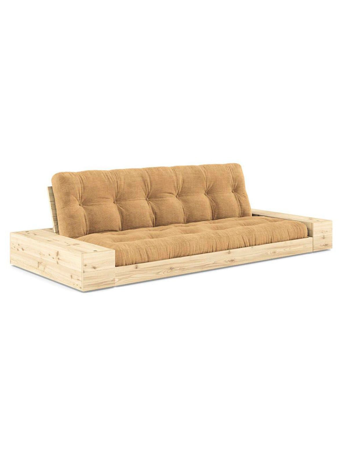 Base-futonsohva laatikoilla corduroy-kangas fudge brown/mänty l 244 cm – Karup