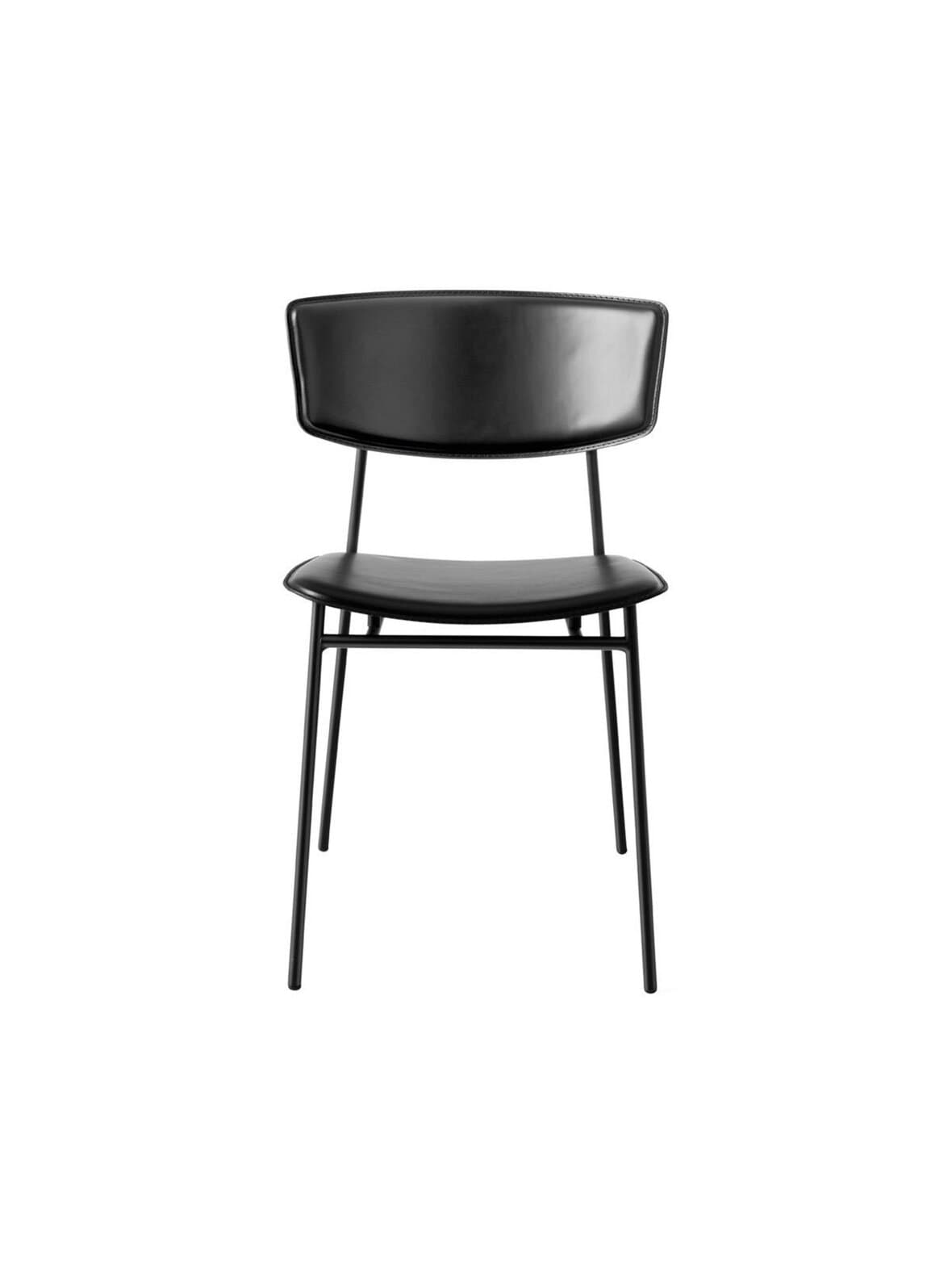Fifties-tuoli musta nahka/mattamusta – Calligaris