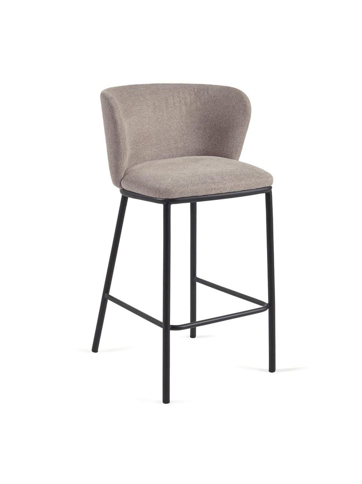 Ciselia-baarijakkara ruskea chenille-kangas / musta metalli k 65 cm – Kave Home