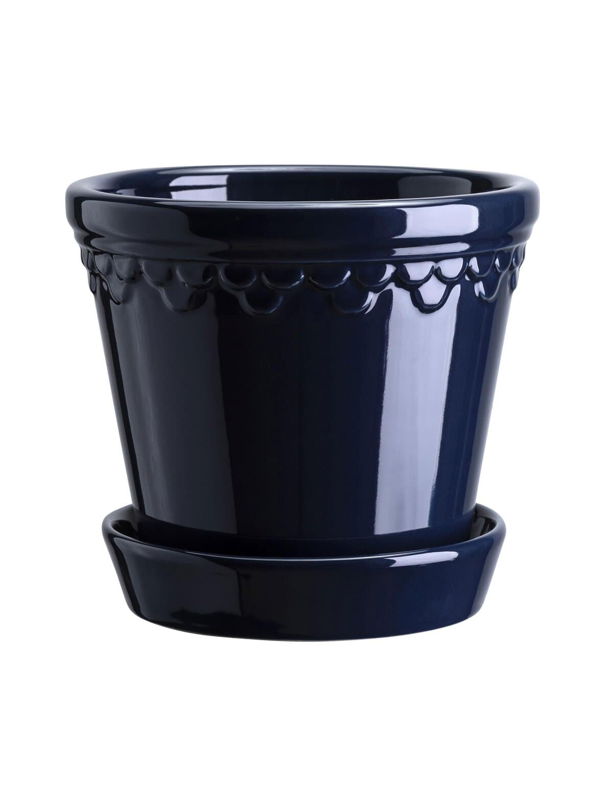 Københavner glazed sapphire blue -ruukku ja aluslautanen 18 cm – Bergs Potter