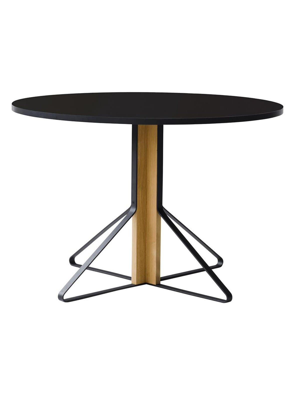 Kaari-pöytä musta laminaatti/tammi ø 110 cm – Artek