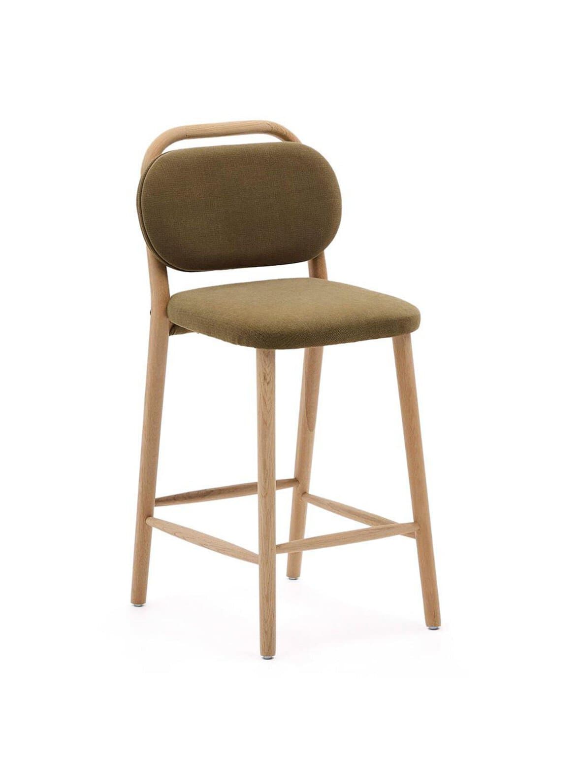 Helda-baarijakkara vihreä chenille-kangas / tammi k 65 cm – Kave Home
