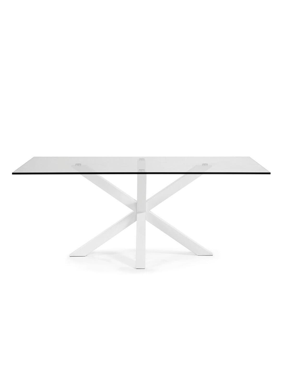 Argo-ruokapöytä lasi/valkoinen 200 x 100 cm – Kave Home
