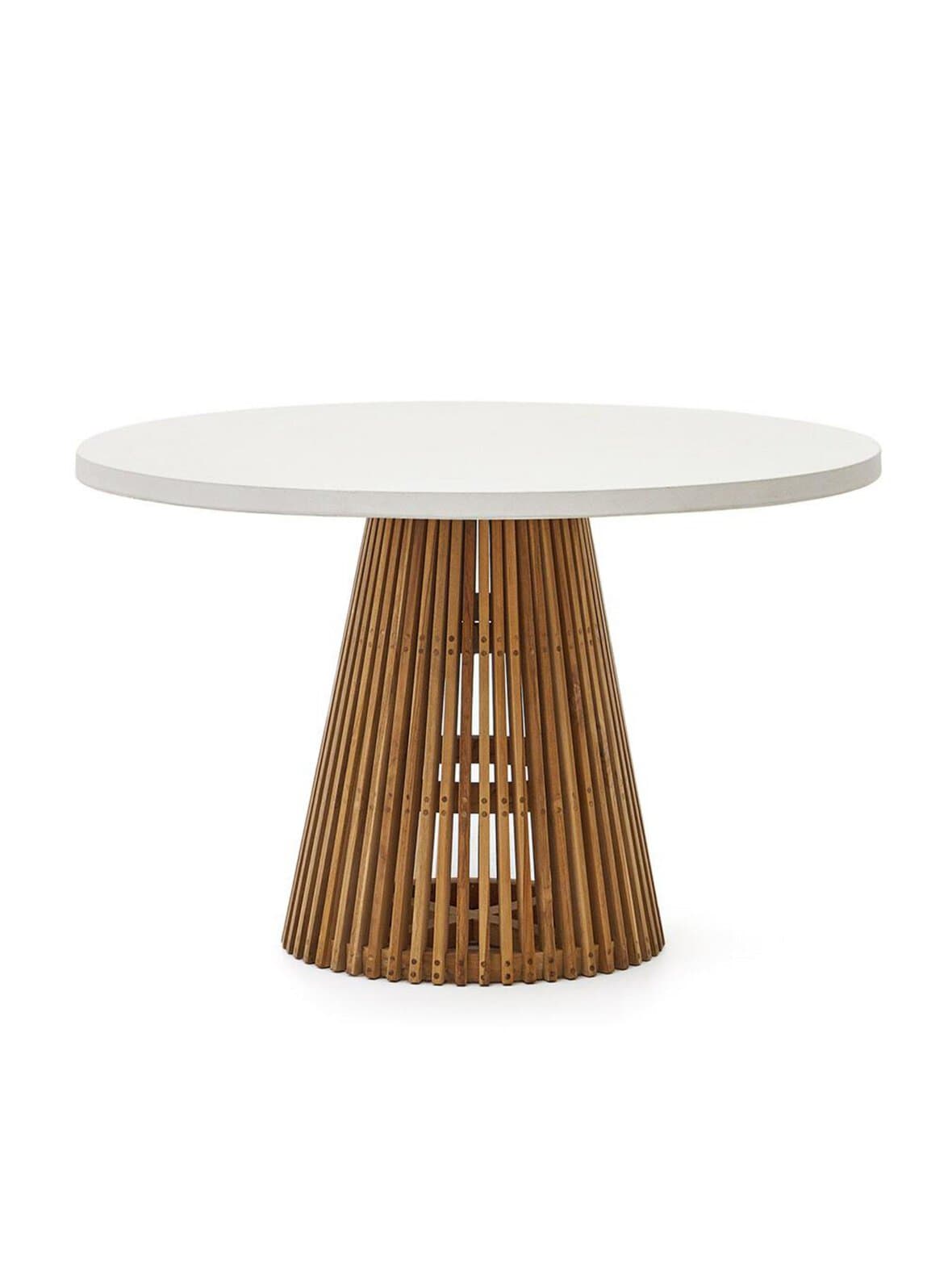 Alcaufar-ruokapöytä tiikki/valkoinen ⌀ 120 cm – Kave Home