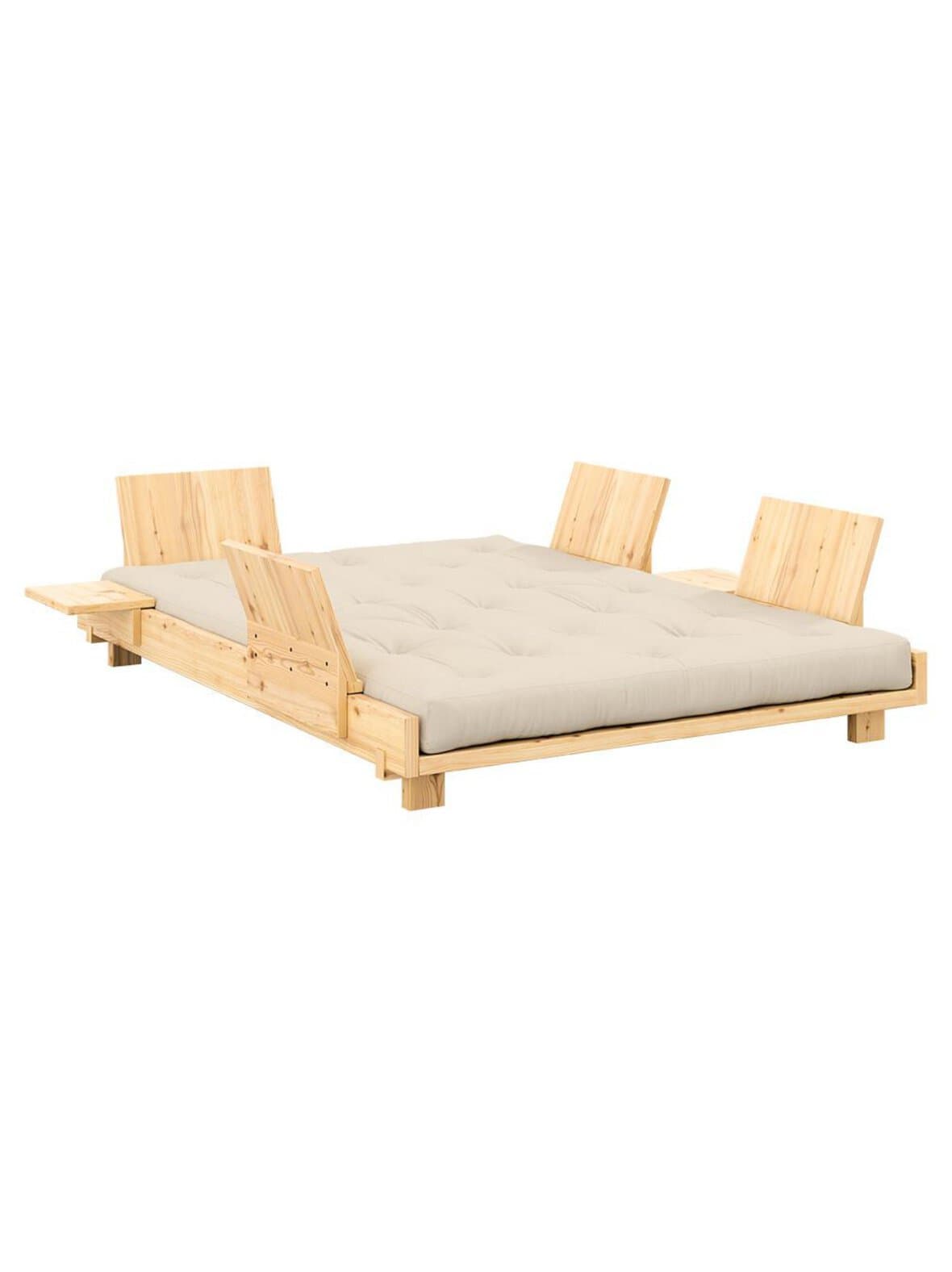 Social-vuodesohva 4 selkänojaa + 2 sivupöytää beige/mänty 140 x 200 cm – Karup