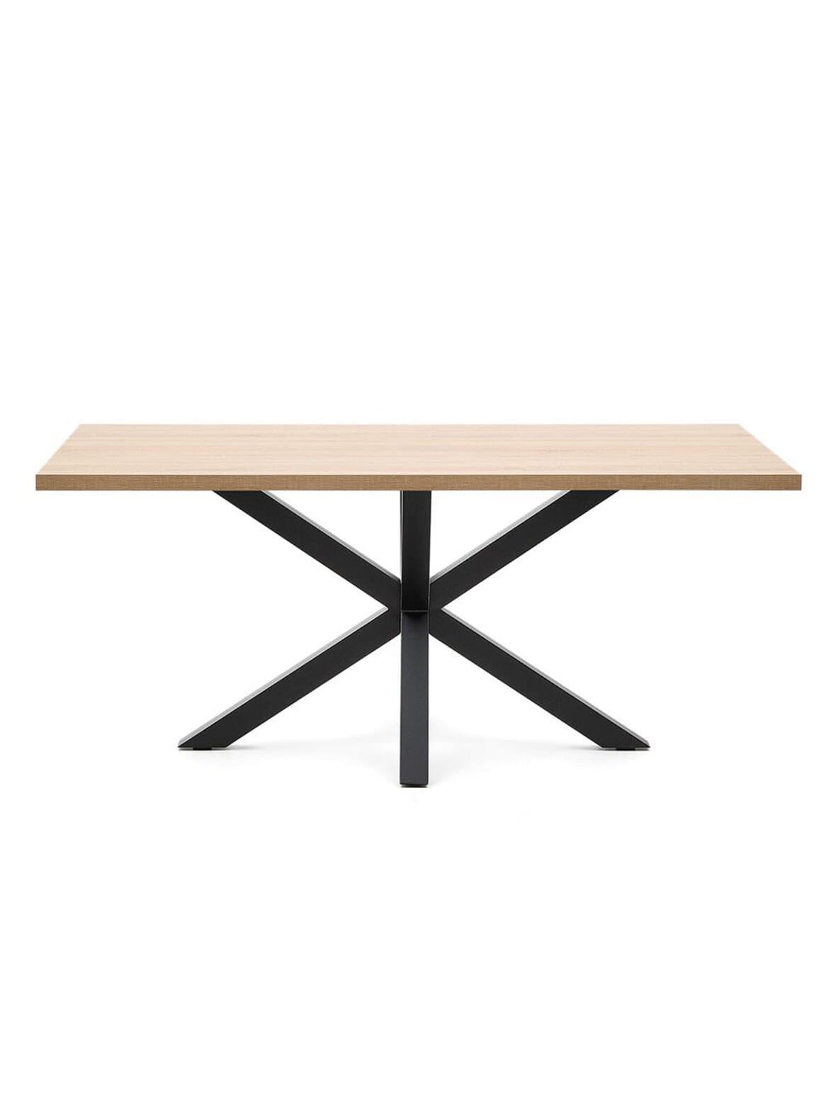 Argo-ruokapöytä tammenvärinen melamiini / musta 180 x 100 cm – Kave Home