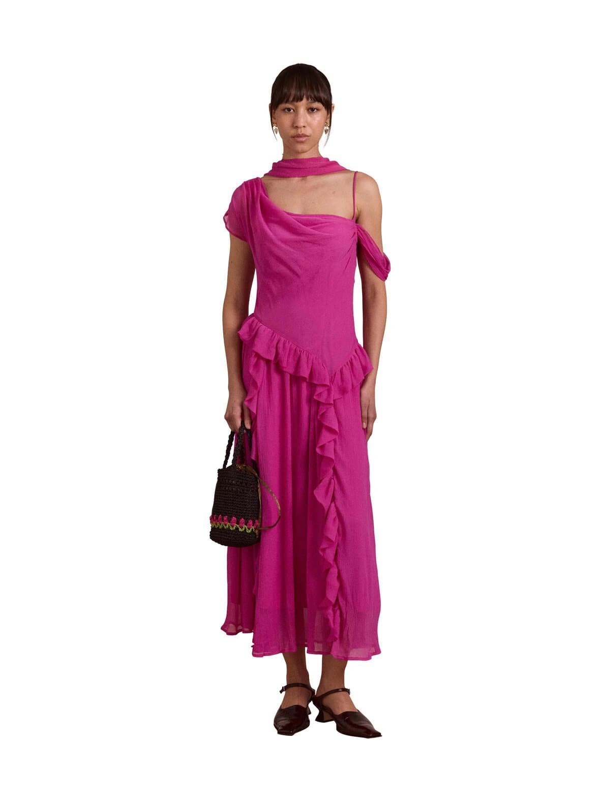 Moxie spot ruffle -mekko – Damson Madder