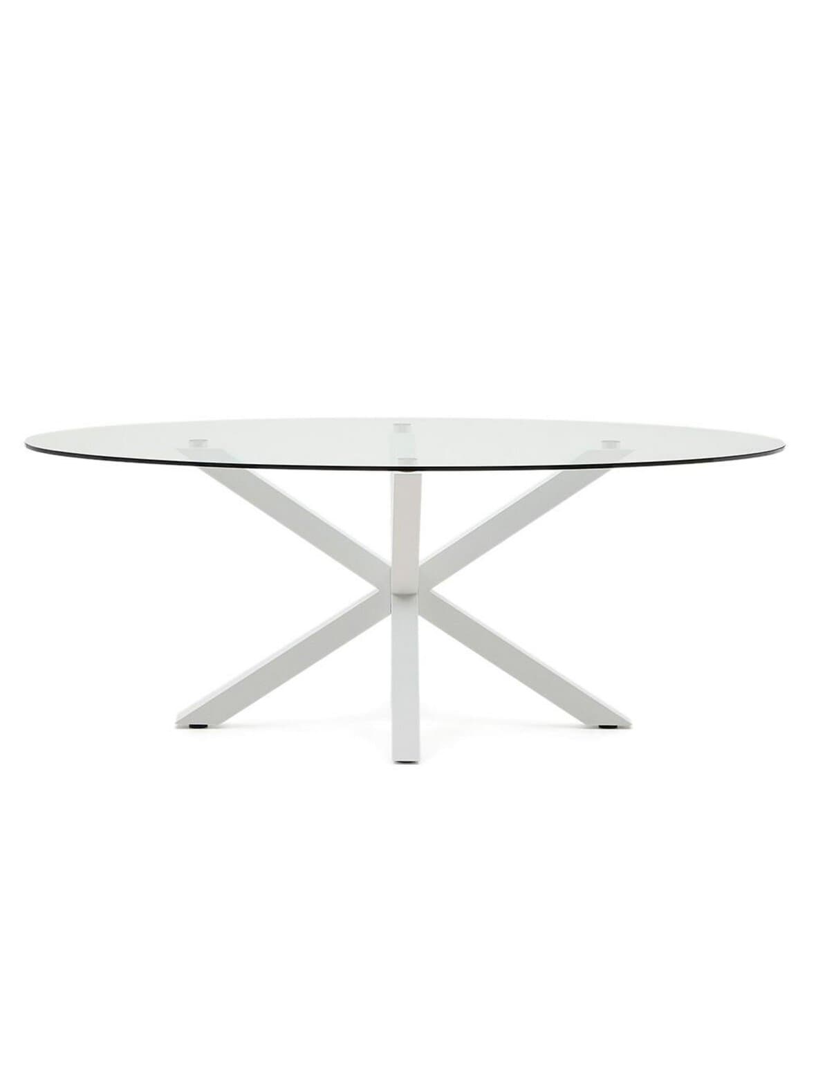 Argo-ruokapöytä lasi/valkoinen ⌀ 200x100 cm – Kave Home