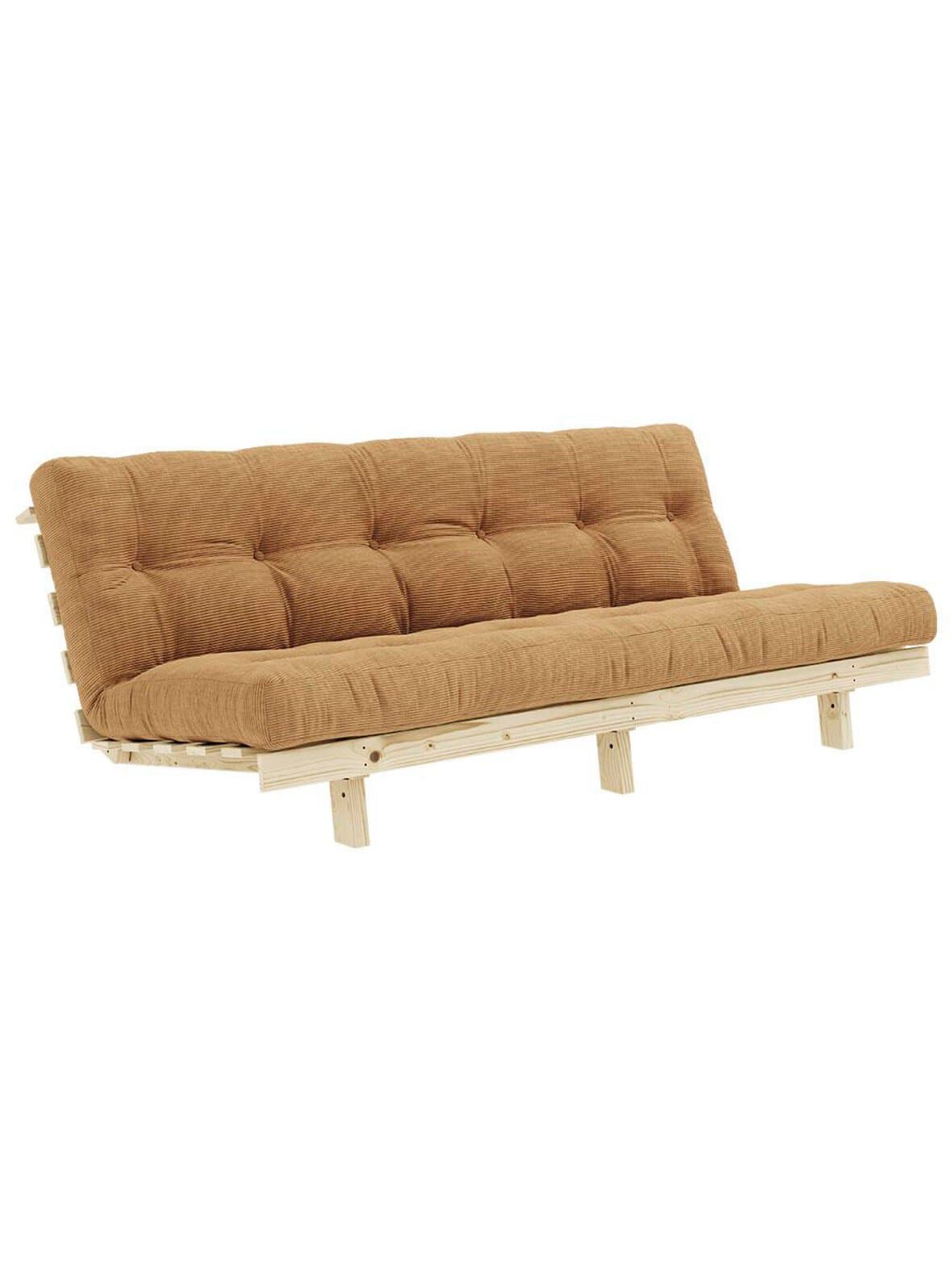 Lean-futonsohva corduroy-kangas fudge brown / mänty l 200 cm – Karup