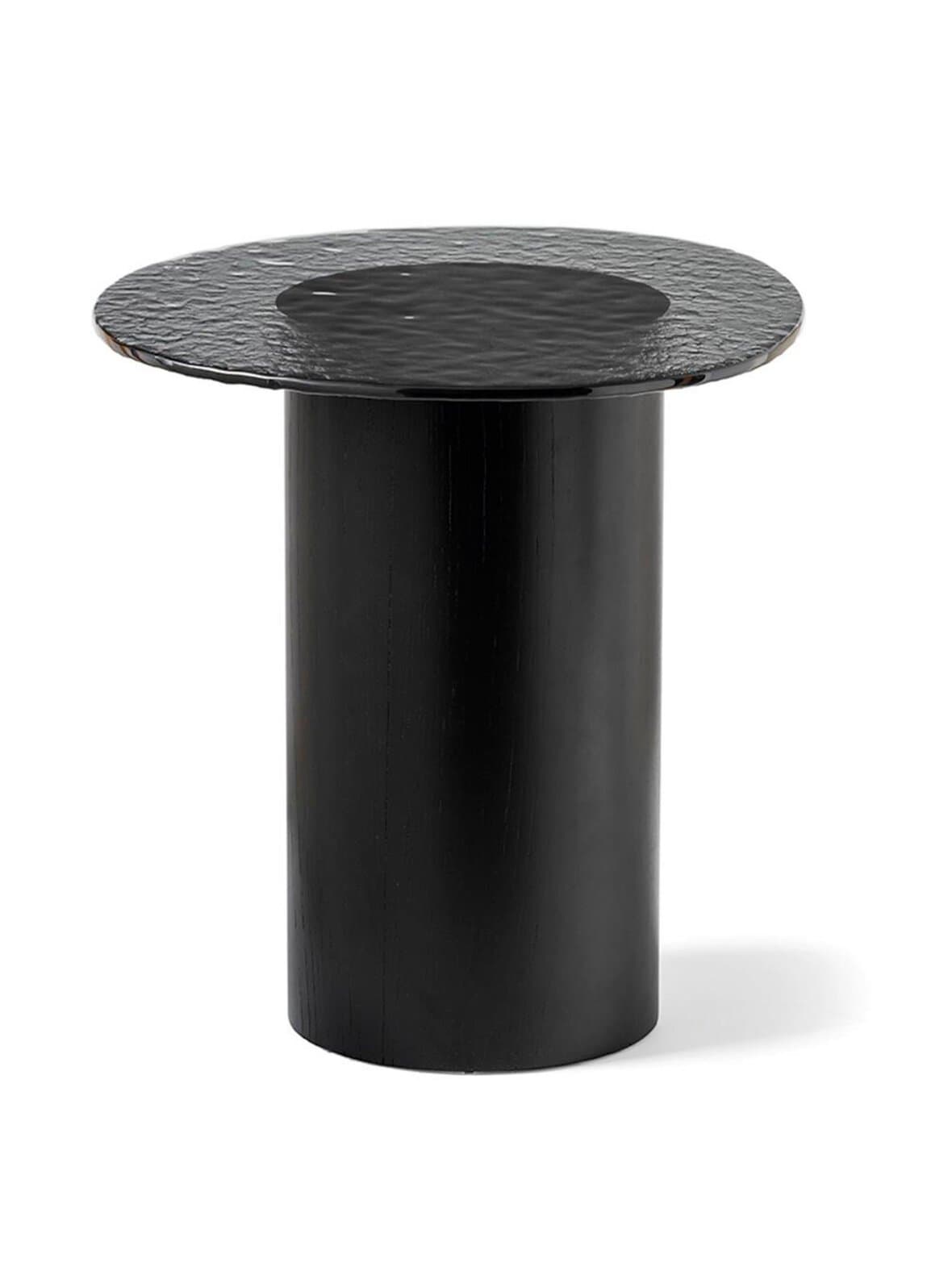 Mushroom-sohvapöytä savunharmaa lasi / mattamusta 52,5 x 47,5 cm – Calligaris