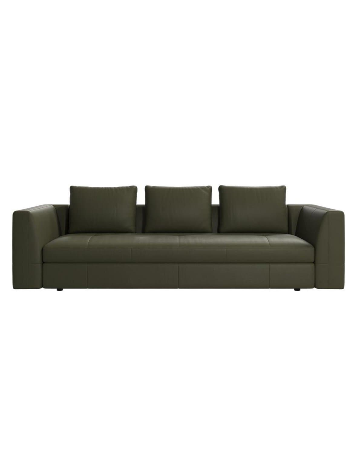 Bergamo-sohva nordic grain -nahka 5133 oliivinvihreä l 248 cm – BoConcept