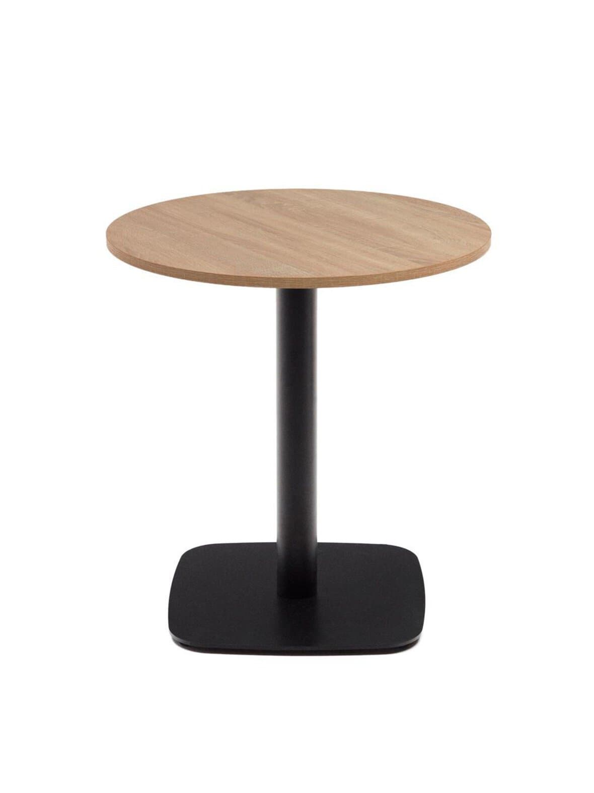 Dina-ruokapöytä tammi / musta ⌀ 69 cm – Kave Home