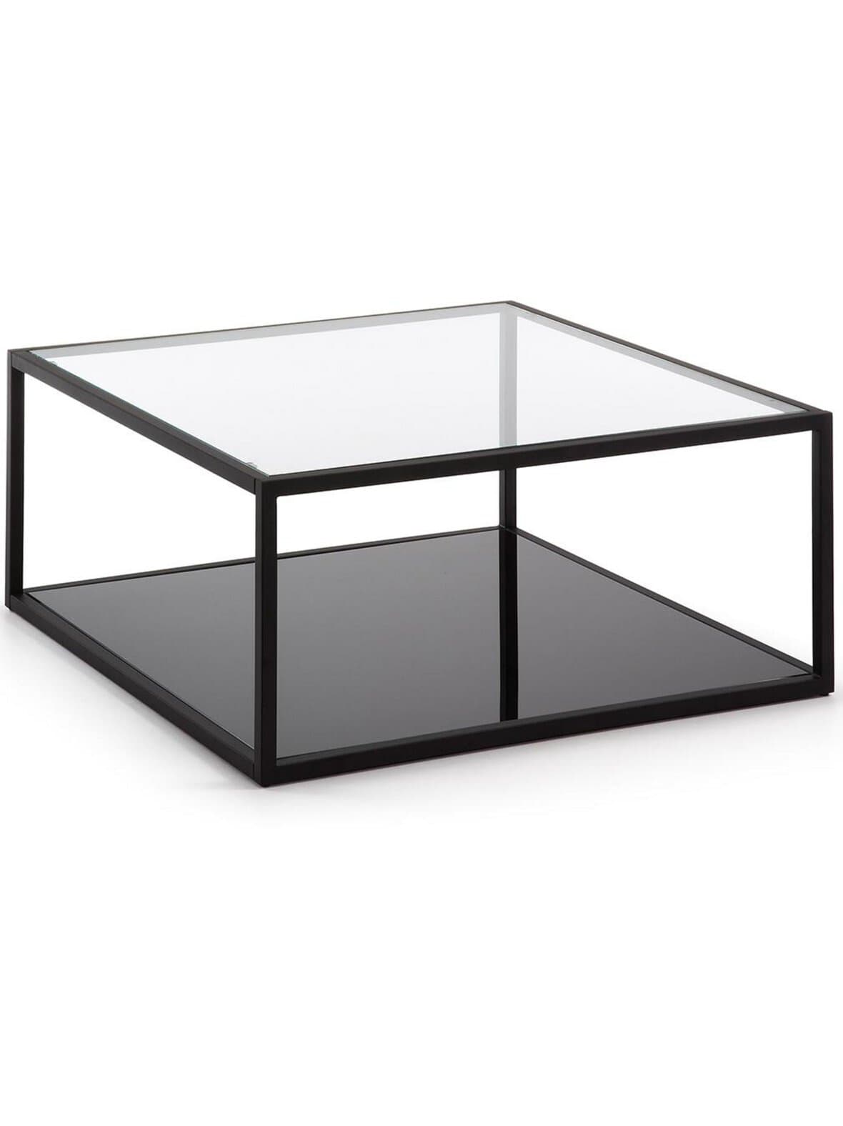 Blackhill-sohvapöytä musta/lasi 80 x 80 cm – Kave Home