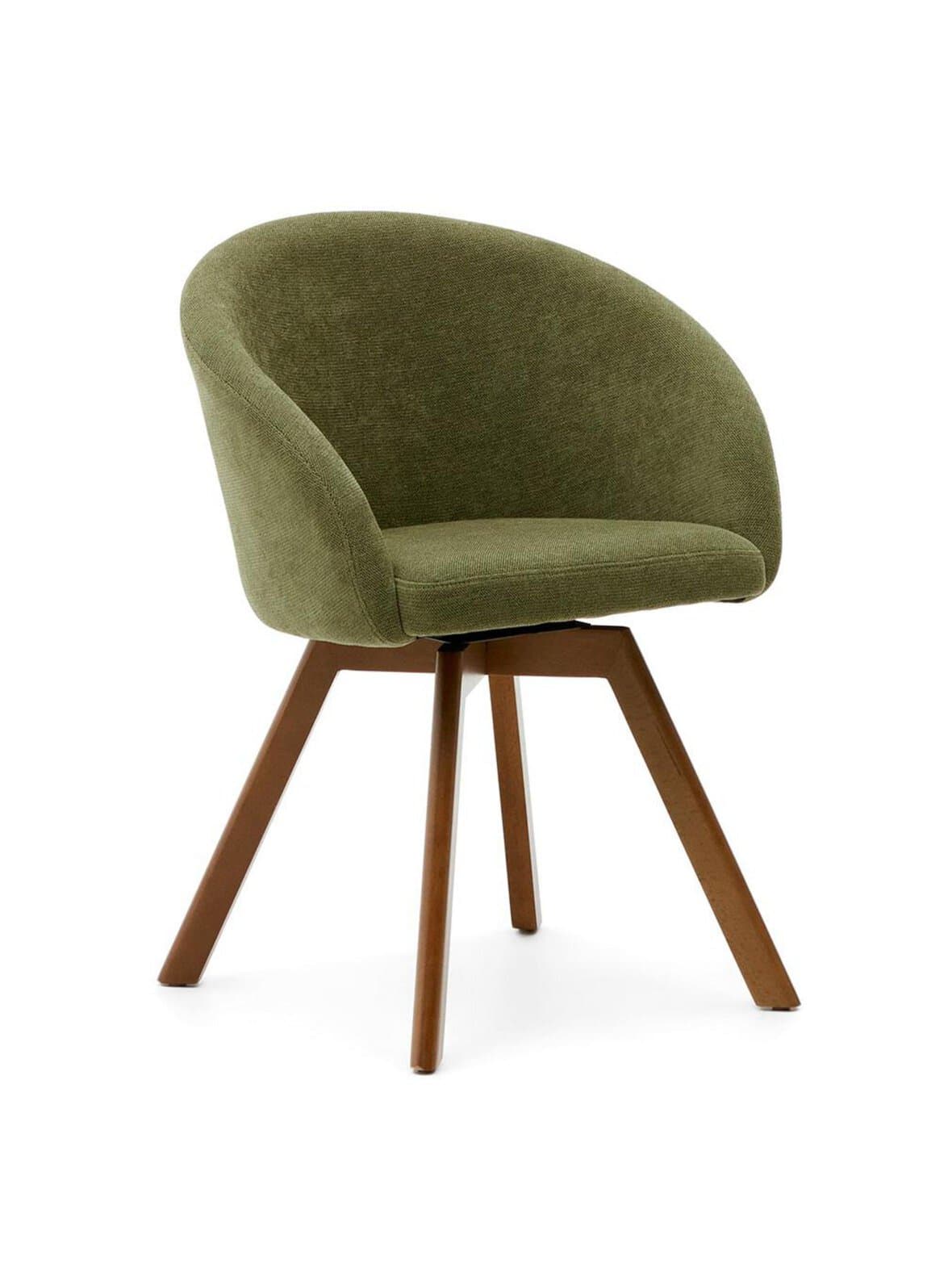 Marvin-tuoli vihreä chenille-kangas / pähkinä – Kave Home