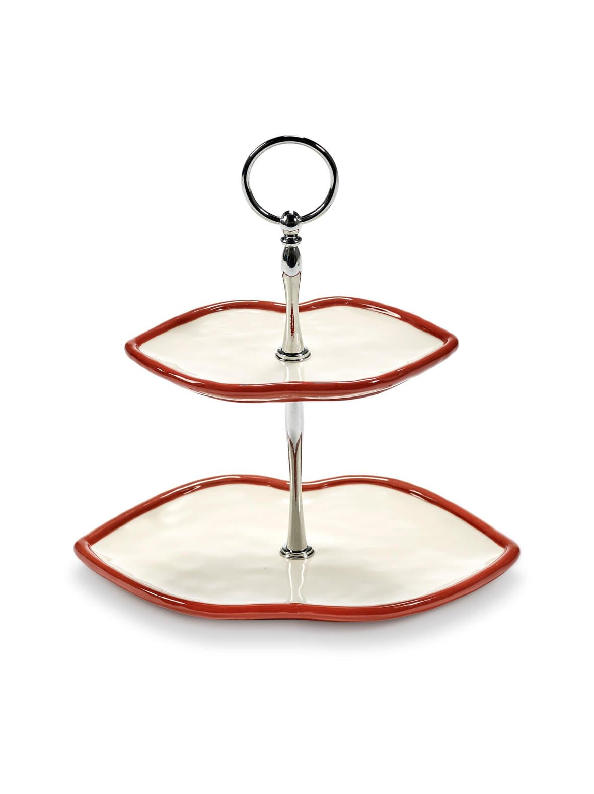 Cake stand 2 tier red white -kakkuteline – Serax