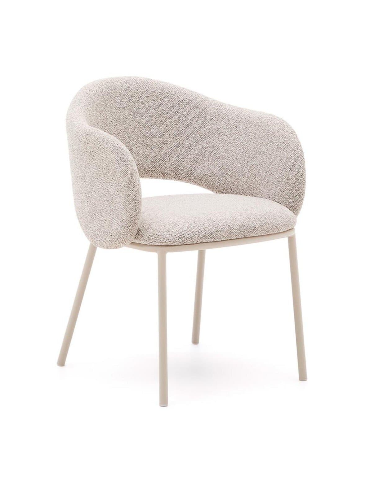 Maina-tuoli vista-kangas beige / beige metalli – Kave Home