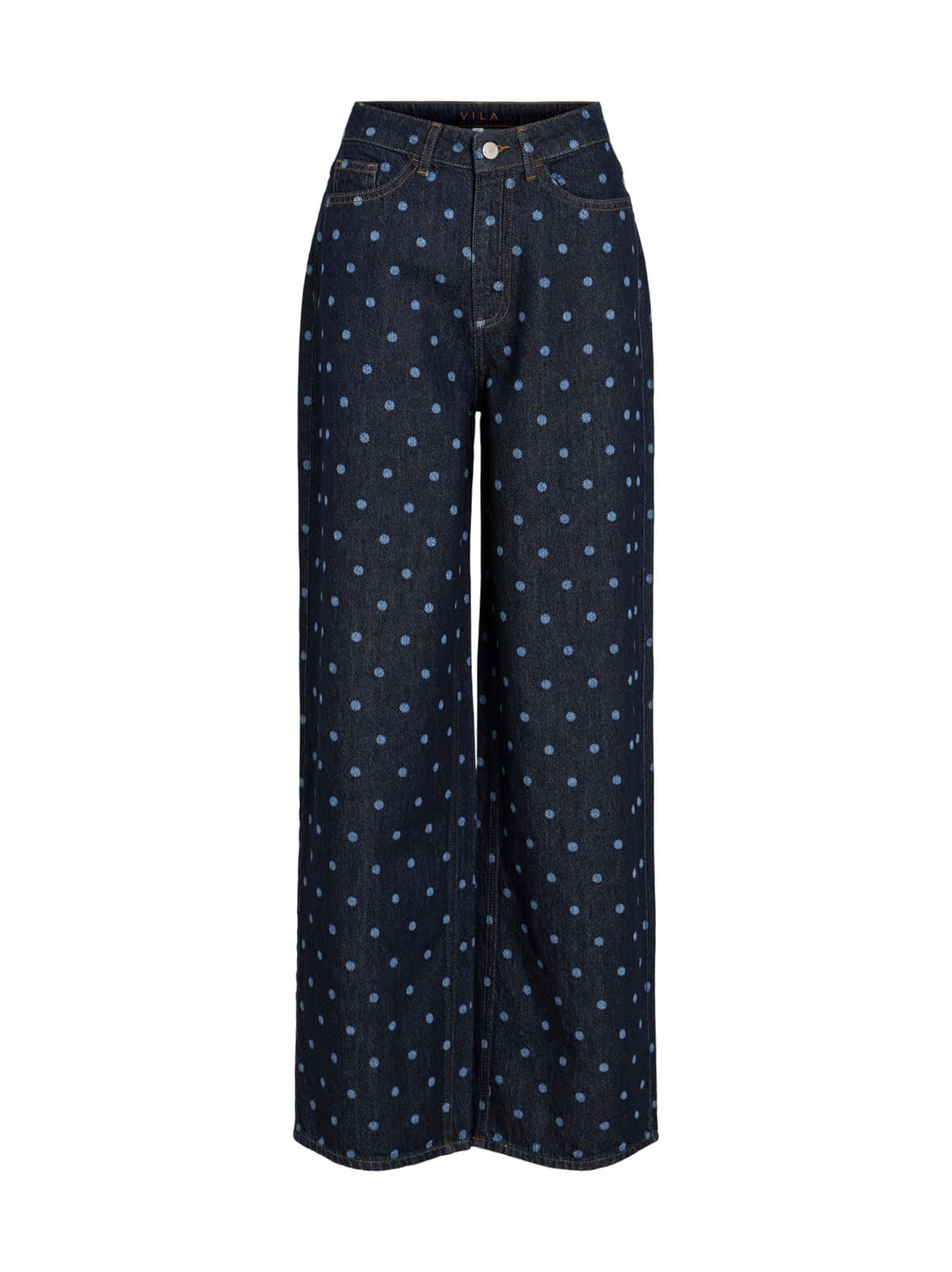 Vifreya high waist dot -leveälahkeiset farkut – VILA