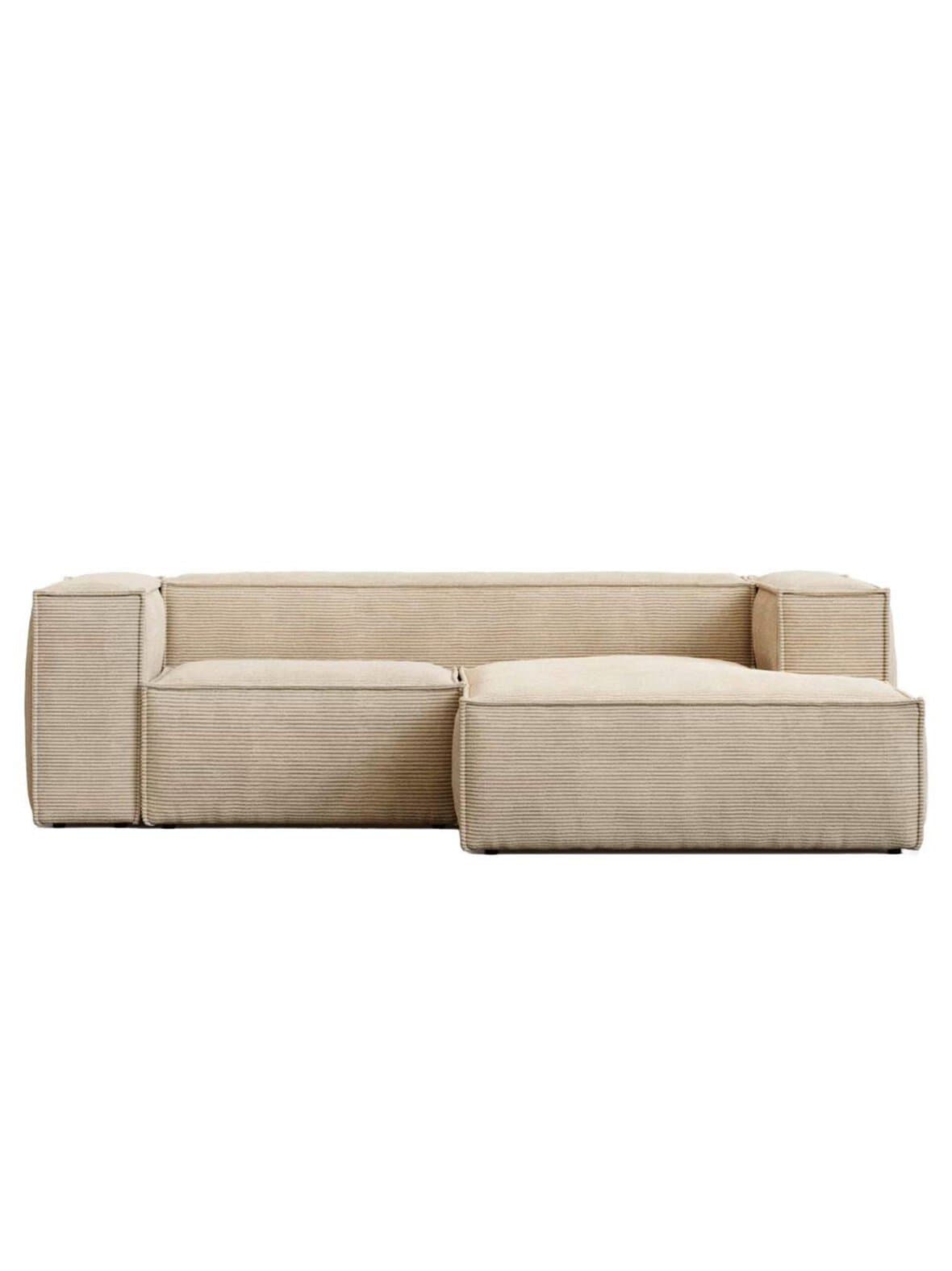 Blok-divaanisohva luonnonvalkoinen vakosametti l 240 cm / oikea – Kave Home