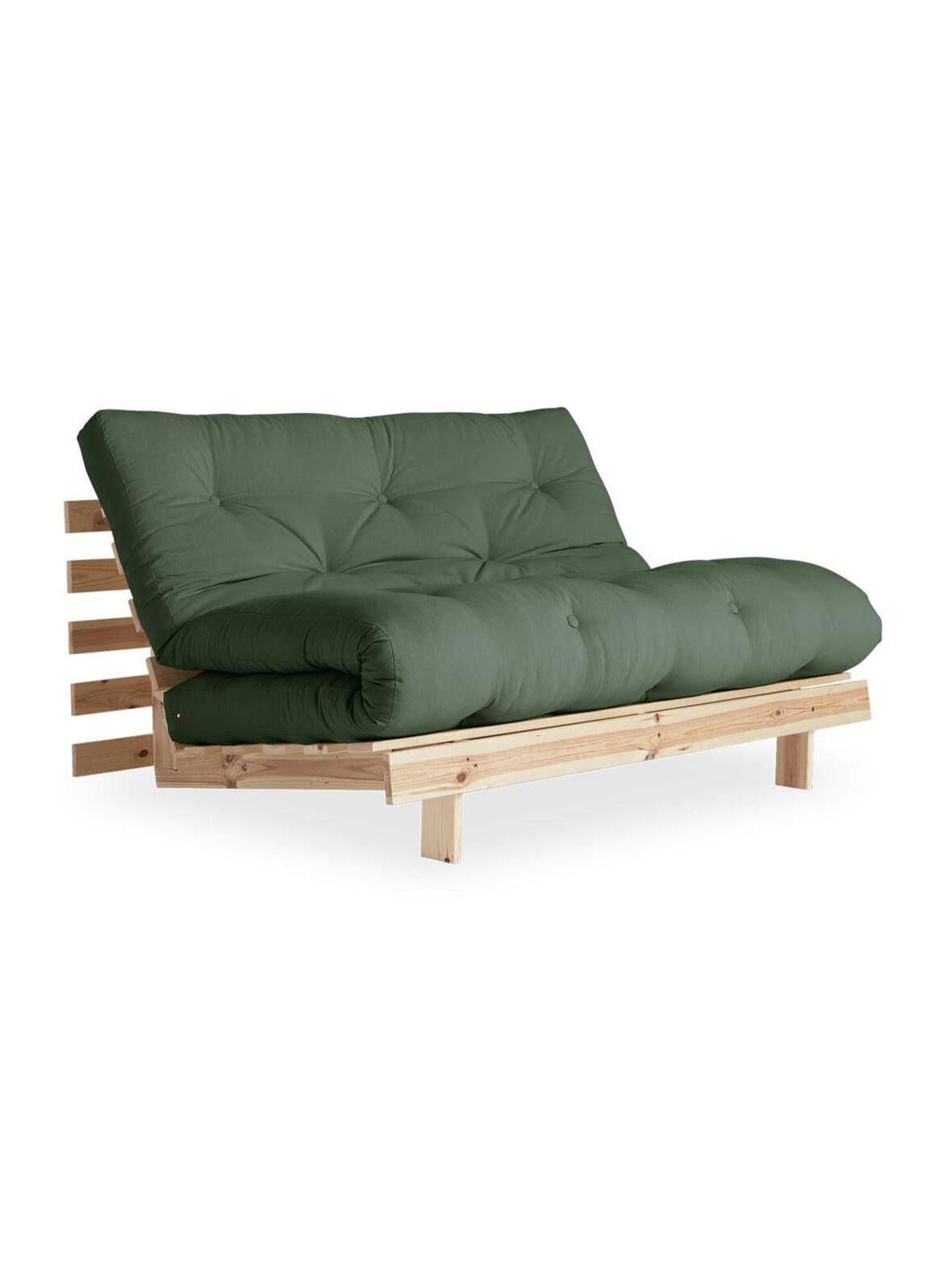 Roots-futonsohva olive green/mänty l 140 cm – Karup