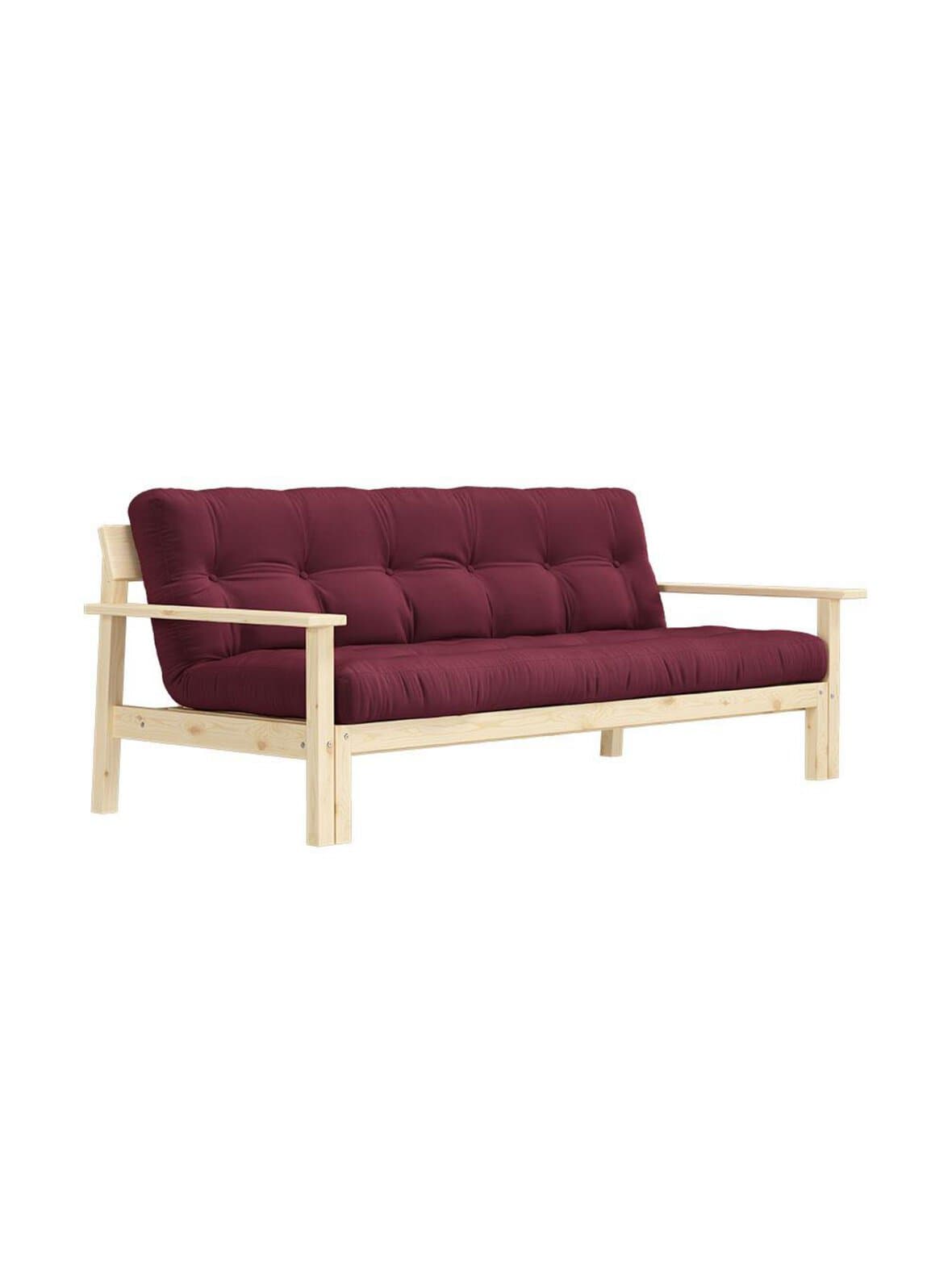 Unwind-futonsohva bordeaux/mänty l 218 cm – Karup