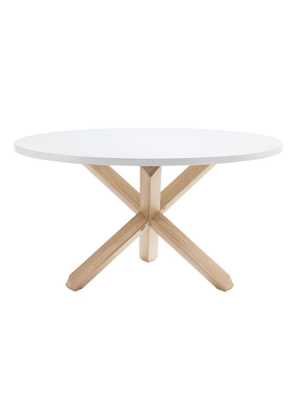 Lotus-ruokapöytä valkoinen/tammi ⌀ 135 cm – Kave Home