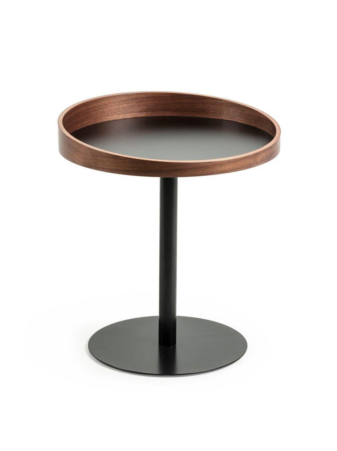 Kaori-sivupöytä pähkinä / musta ⌀ 46 cm – Kave Home