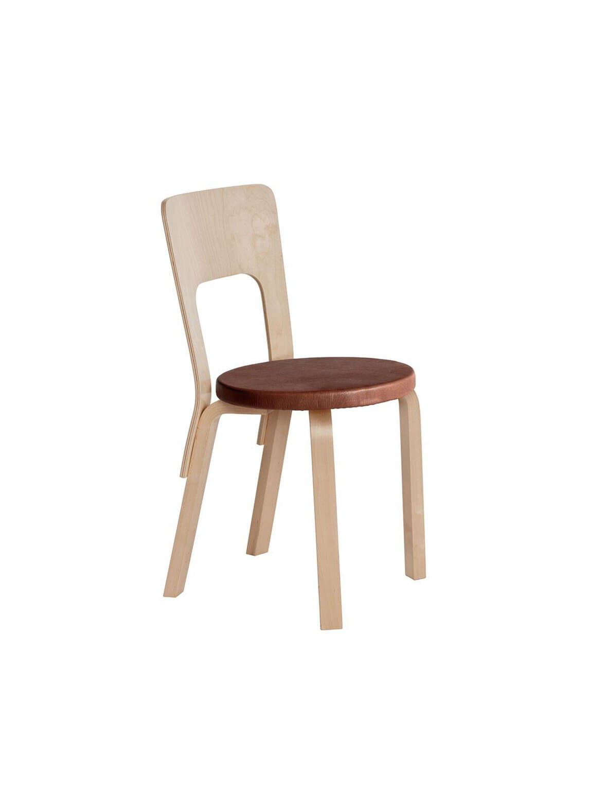 Tuoli 66 koivu/prestige-nahka konjakki – Artek