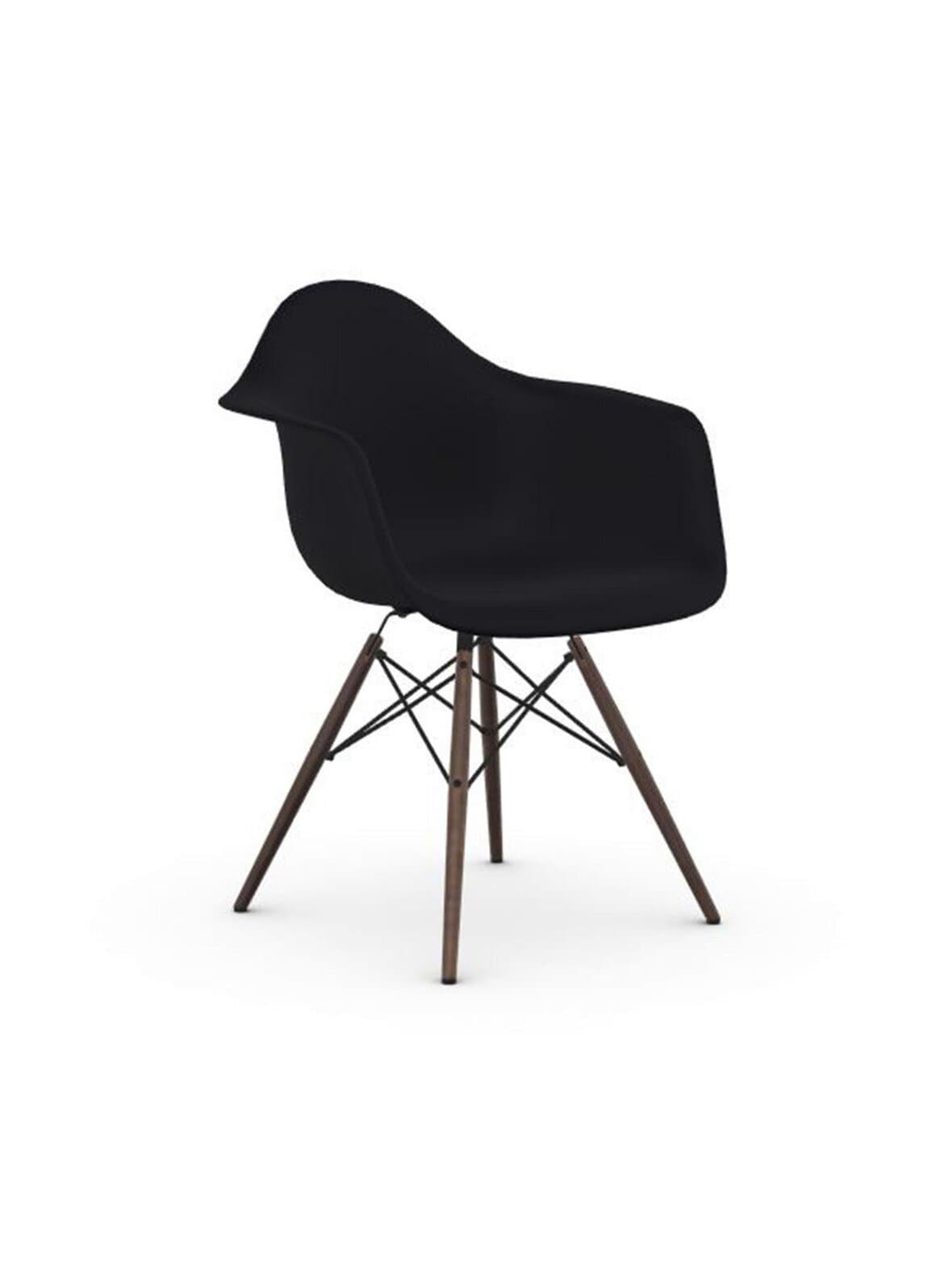 Eames daw re -tuoli käsinojilla deep black/ruskea vaahtera – Vitra