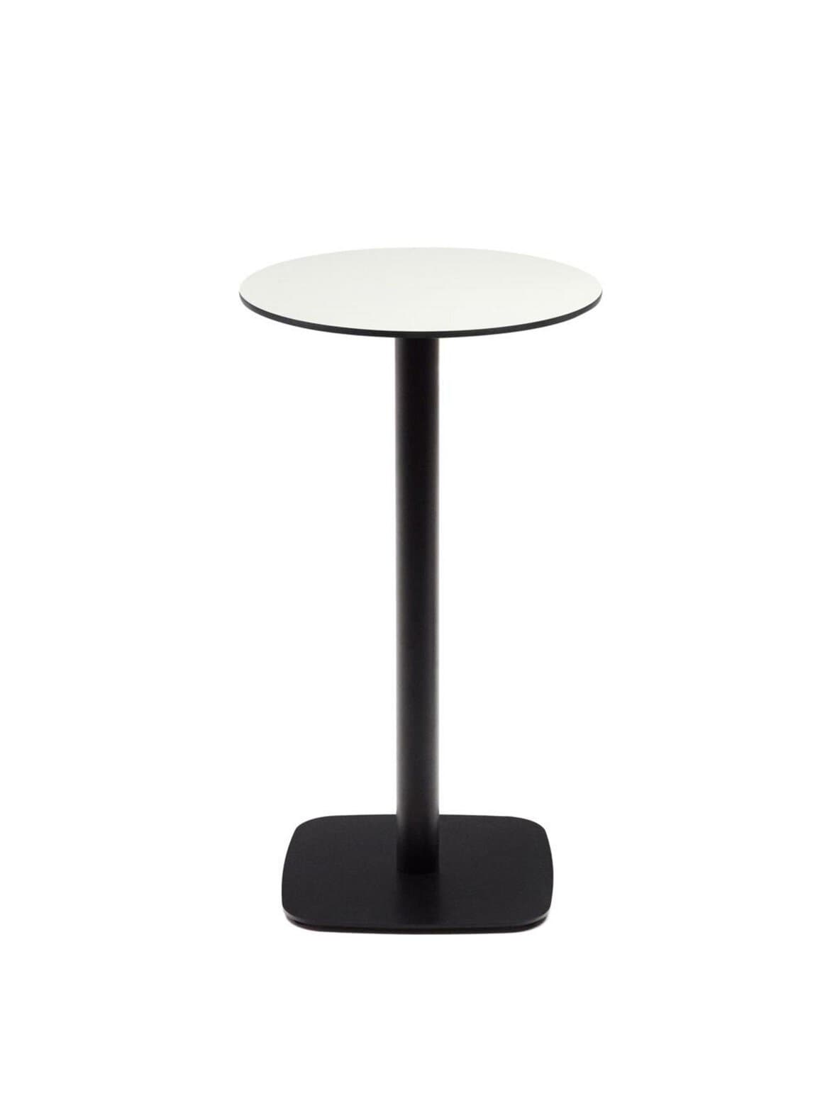 Dina-baaripöytä valkoinen / musta ⌀ 60 cm – Kave Home