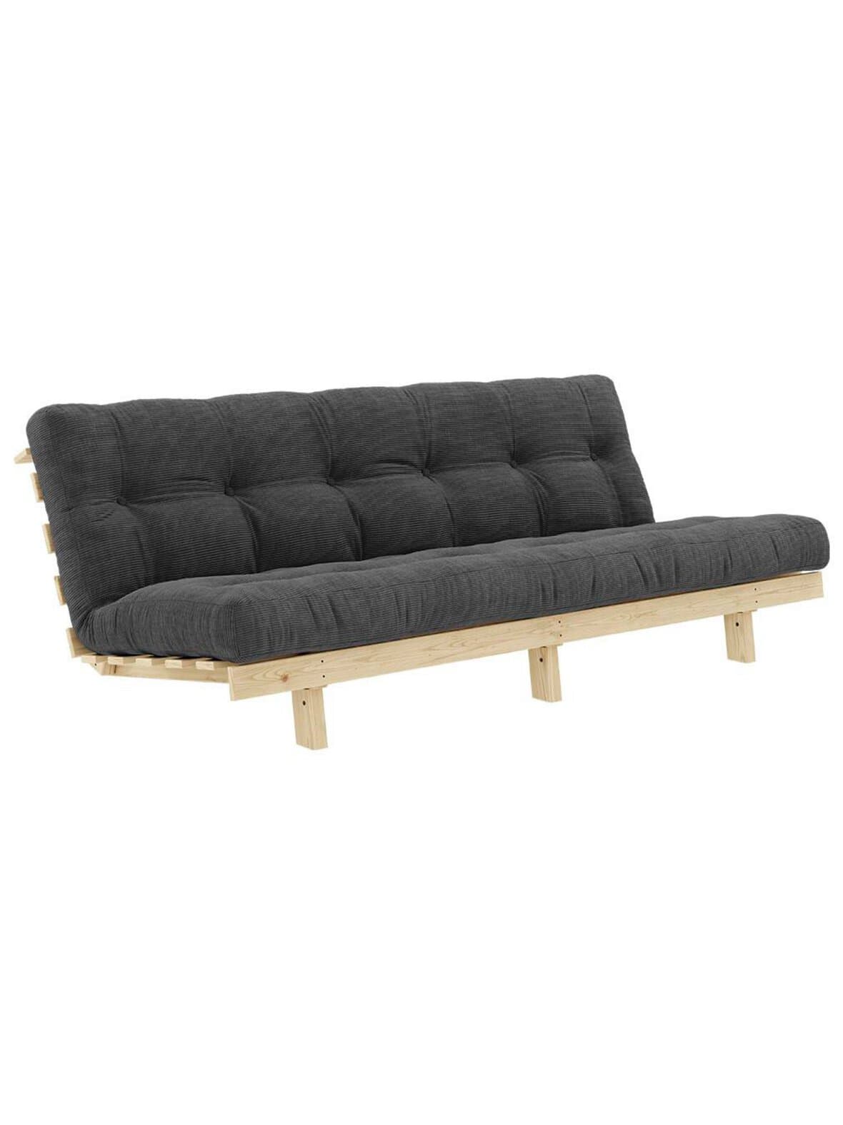 Lean-futonsohva corduroy-kangas charcoal / mänty l 200 cm – Karup