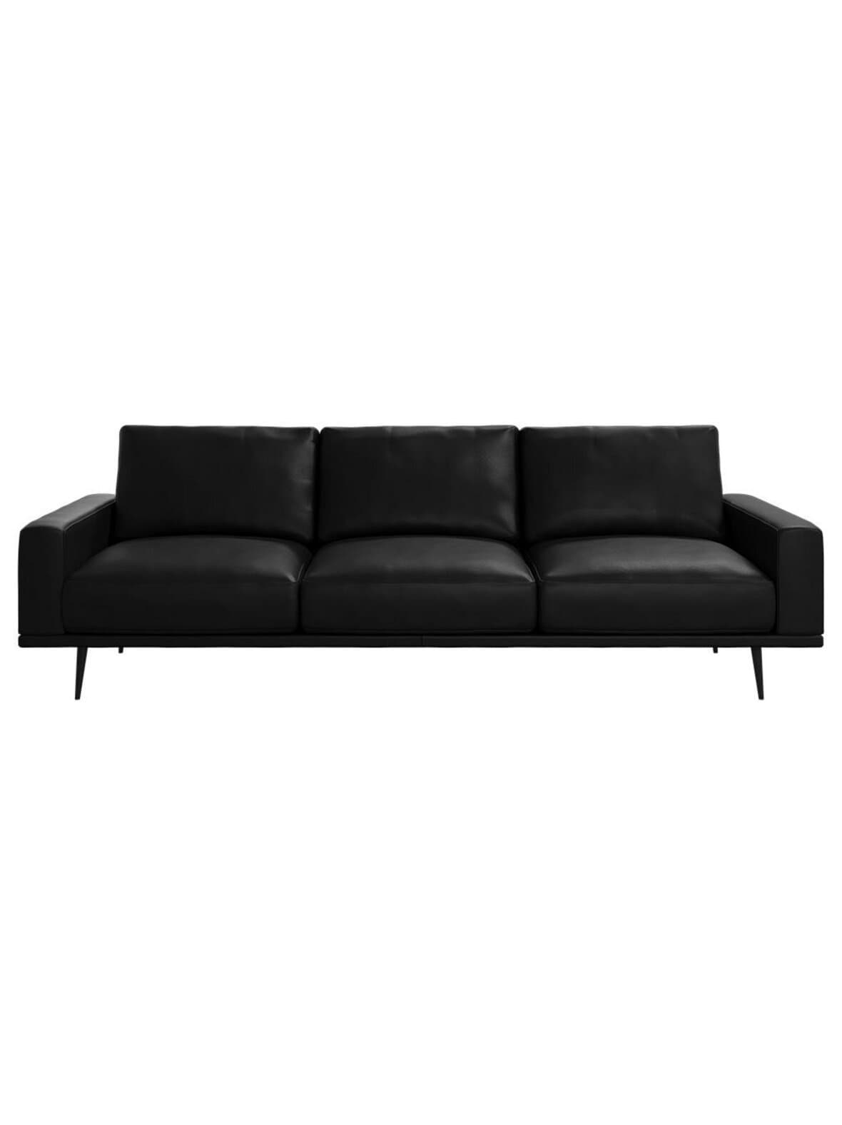 Carlton-nahkasohva nordic grain -nahka 5130 musta l 240 cm – BoConcept