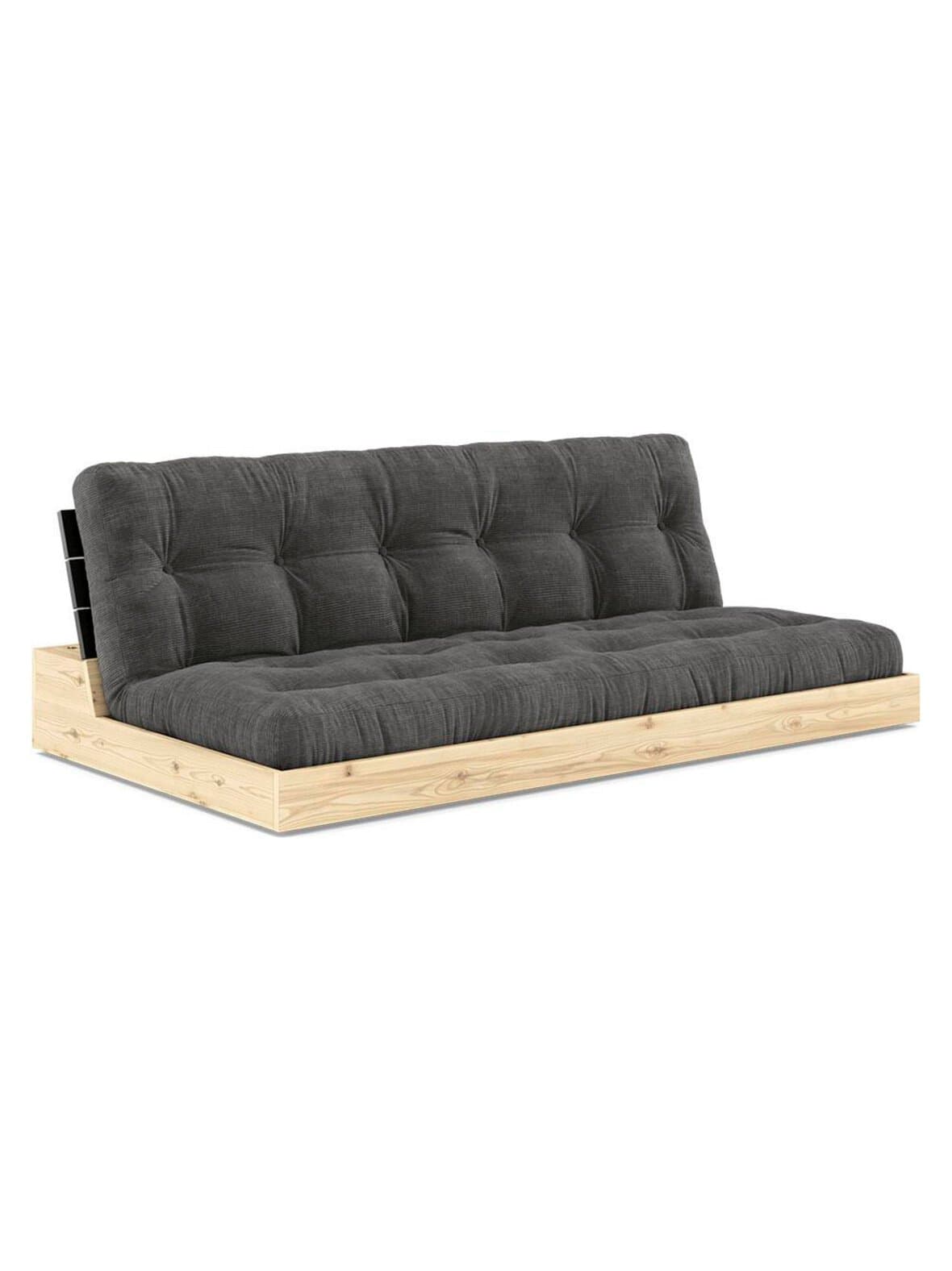 Base-futonsohva corduroy-kangas charcoal/musta l 196 cm – Karup