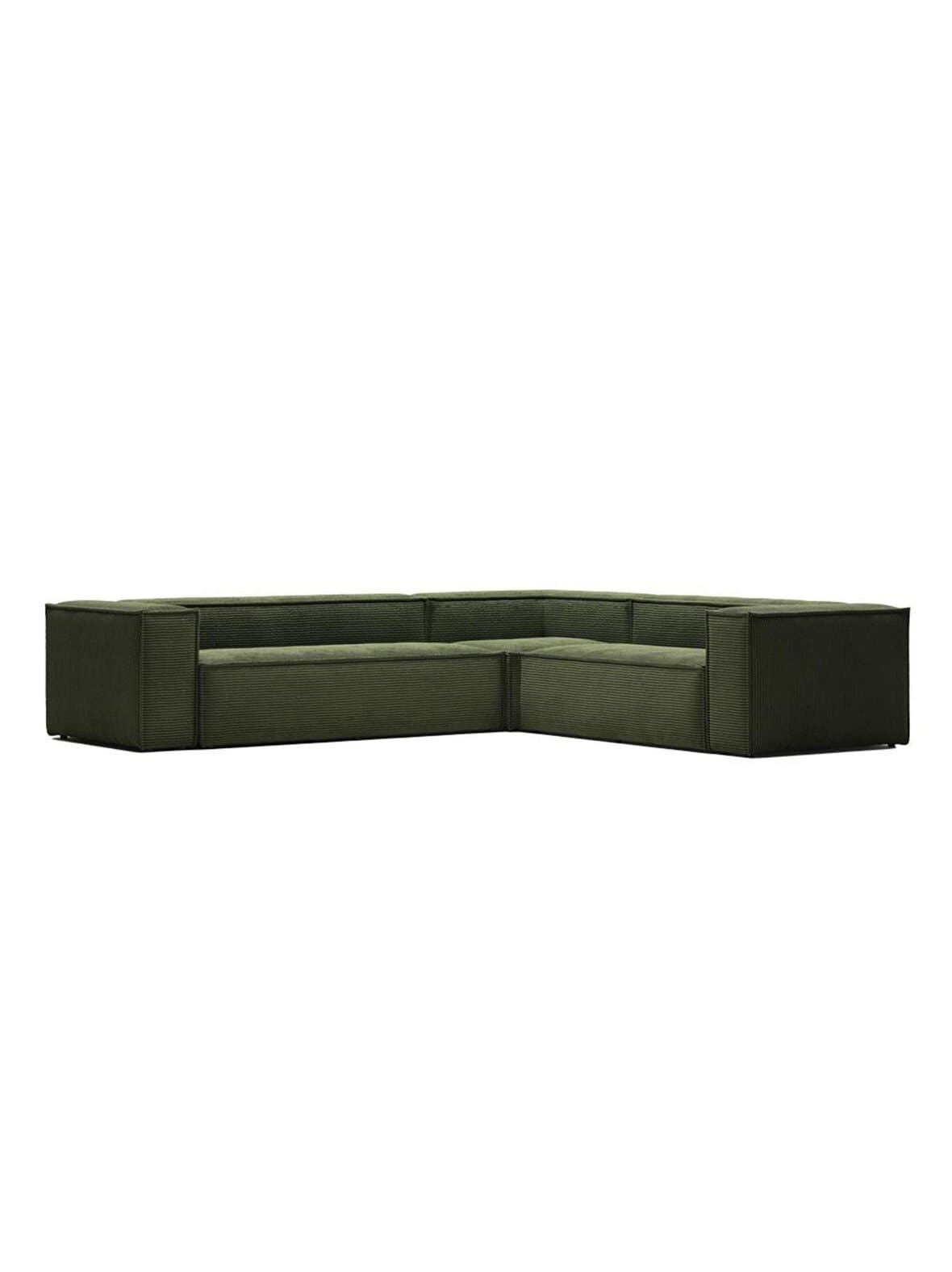 Blok-kulmasohva vihreä sametti 320 x 290 cm – Kave Home