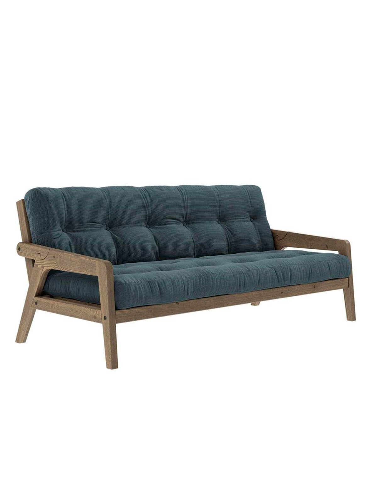 Grab-futonsohva corduroy-kangas pale blue/ruskea l 200 cm – Karup