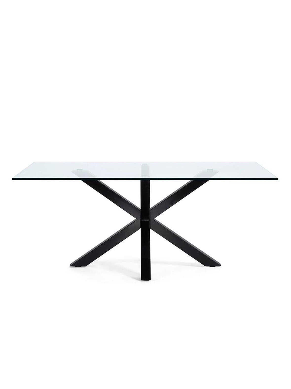 Argo-ruokapöytä lasi/musta 200 x 100 cm – Kave Home