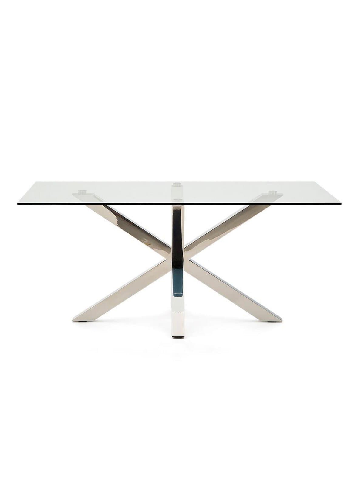 Argo-ruokapöytä kirkas lasi / kromi 160 x 90 cm – Kave Home