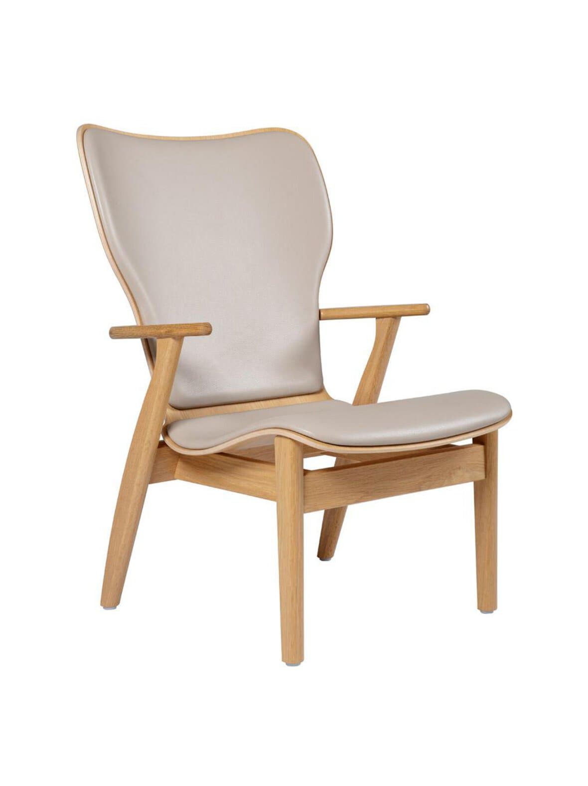 Domus-nojatuoli prestige-nahka beige/tammi – Artek