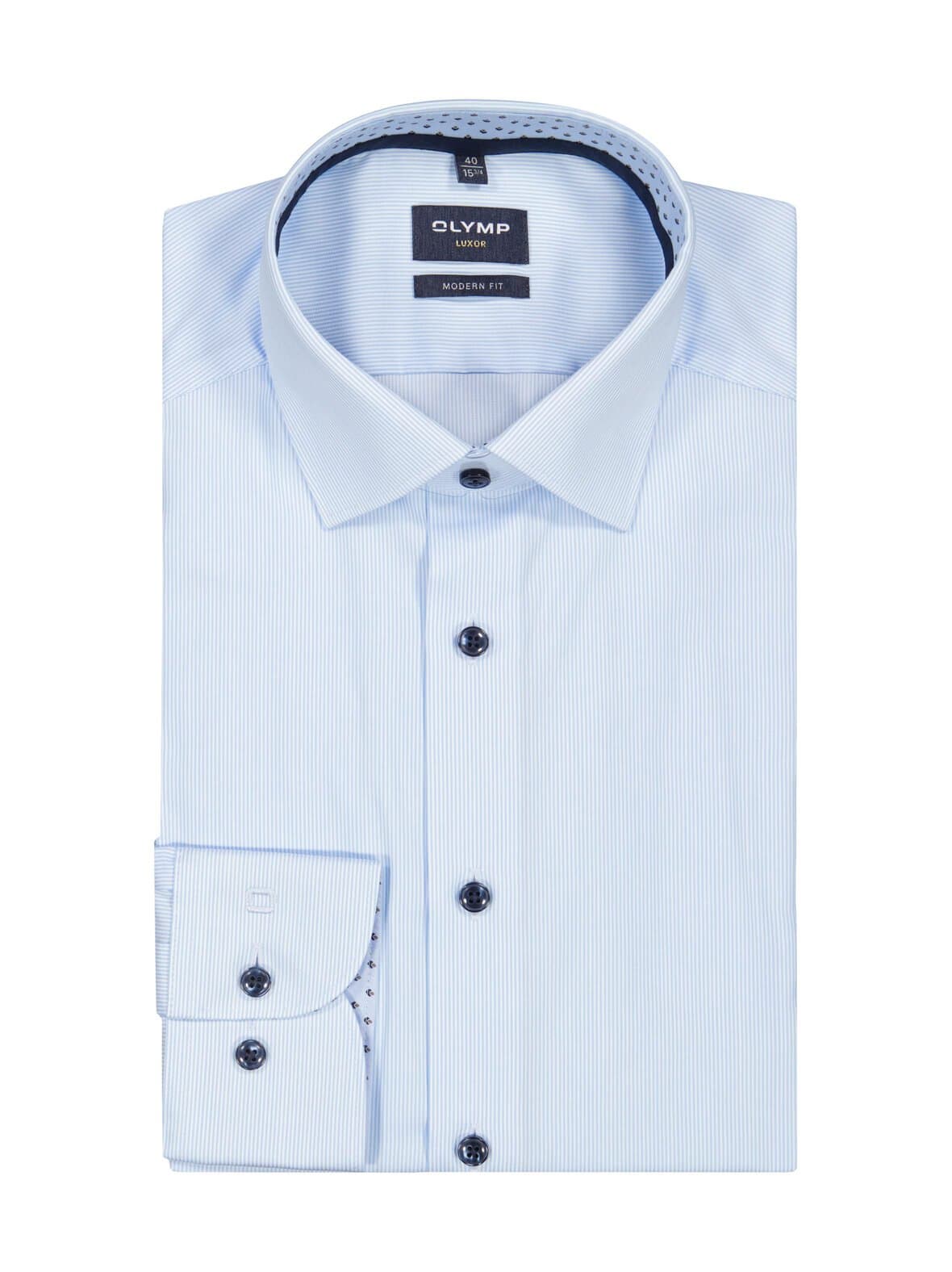 Modern fit stripe with contrast buttons and trims -kauluspaita – OLYMP