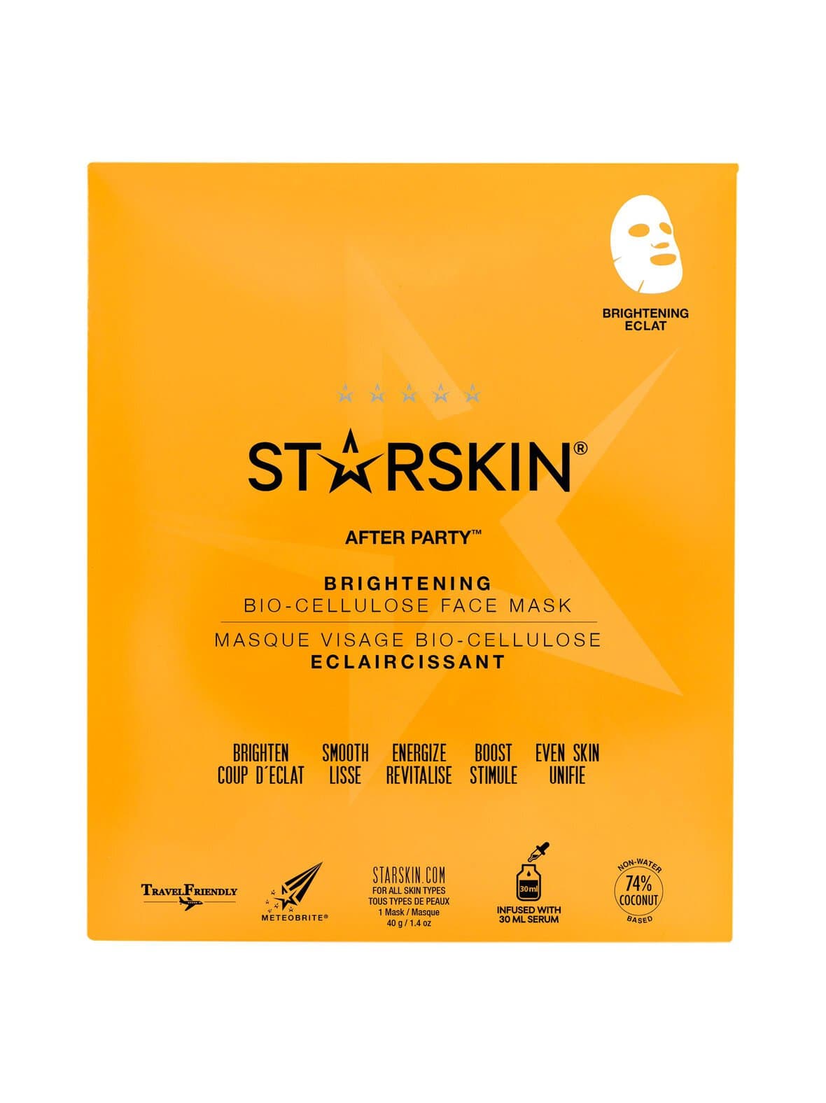 After party™ brightening bio-cellulose face mask -kasvonaamio – Starskin