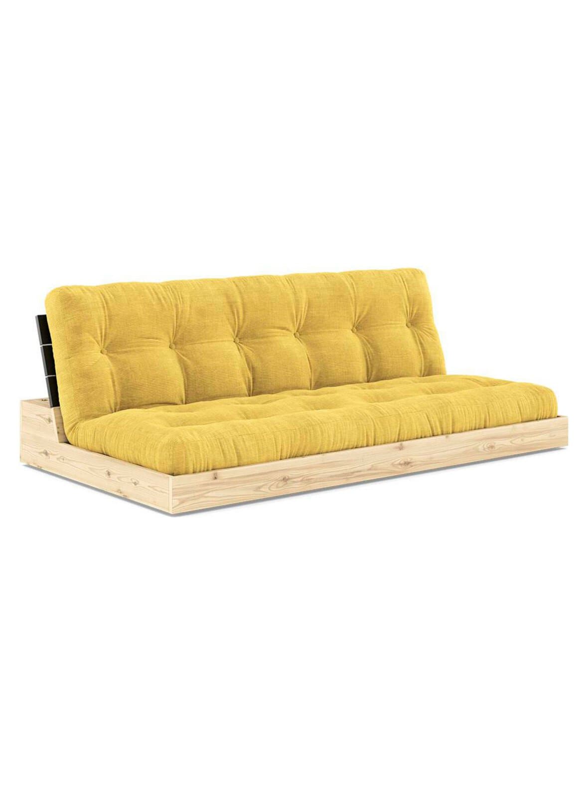 Base-futonsohva corduroy-kangas honey/musta l 196 cm – Karup