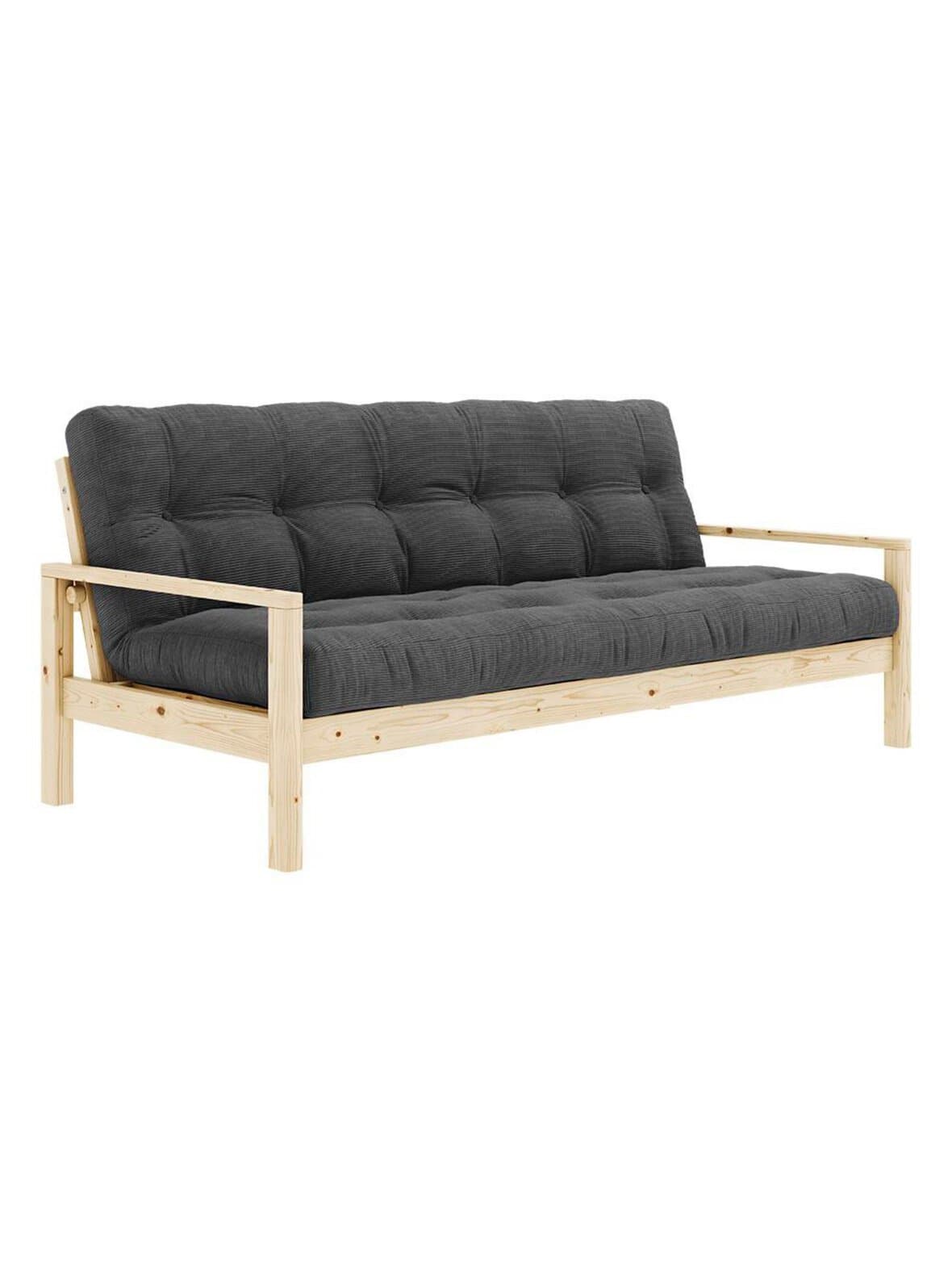 Knob-futonsohva corduroy-kangas charcoal/mänty l 205 cm – Karup