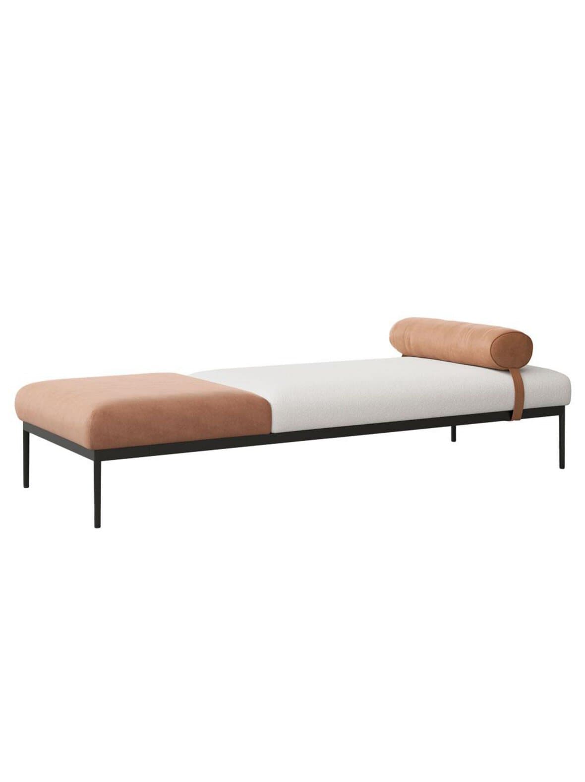 Bon-daybed master-nahka ruskea / orsetto-kangas valkoinen – Adea