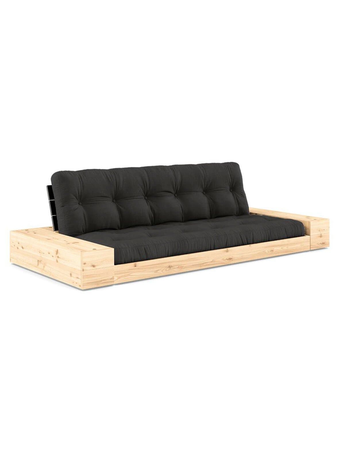 Base-futonsohva laatikoilla dark grey/musta l 244 cm – Karup