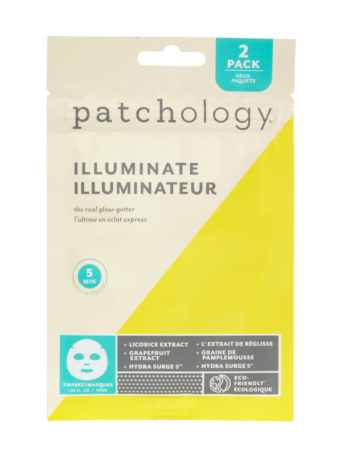 Illuminate sheet mask duo -kangasnaamio, 2 kpl – Patchology