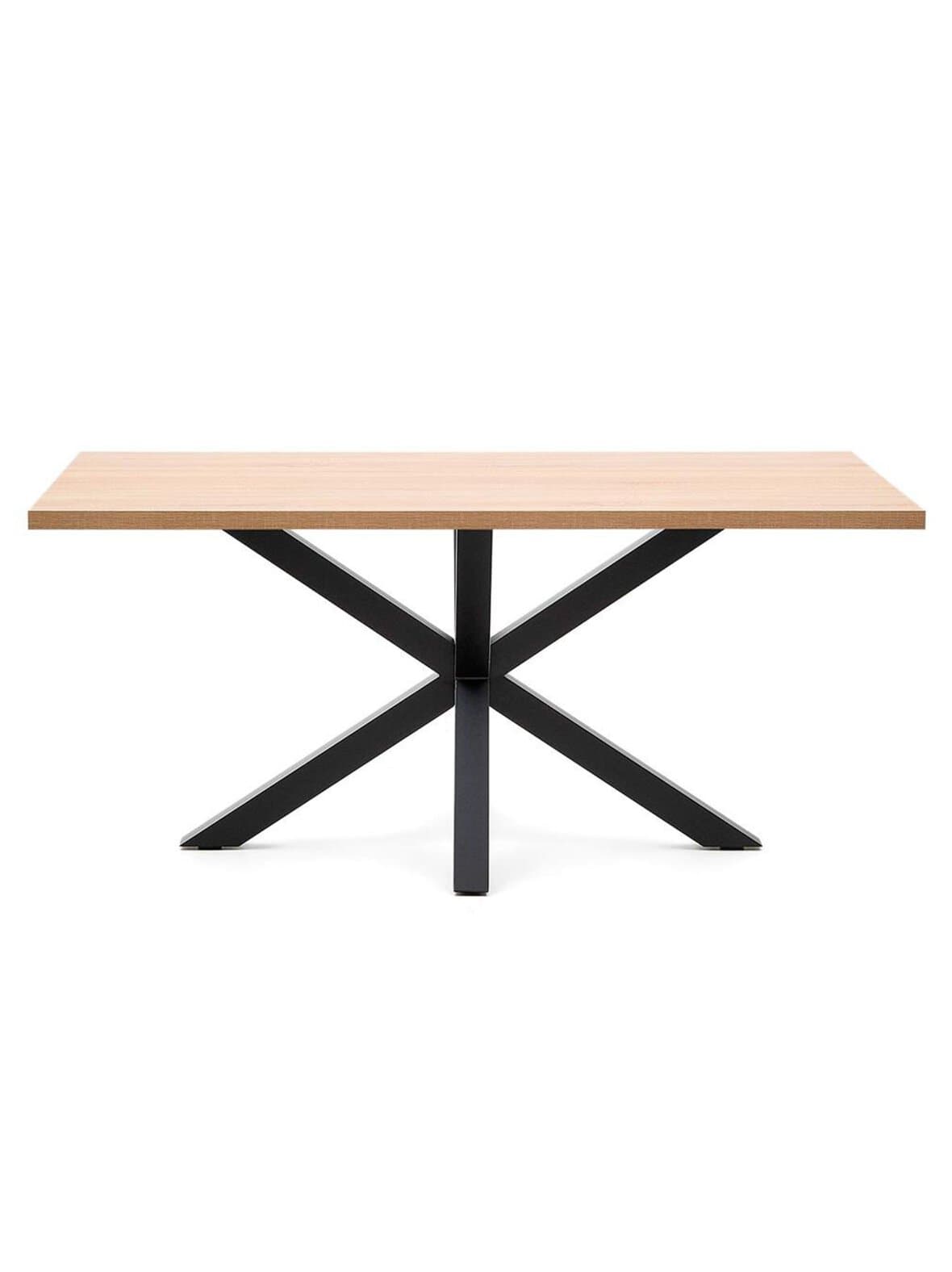 Argo-ruokapöytä tammenvärinen melamiini / musta 160 x 100 cm – Kave Home