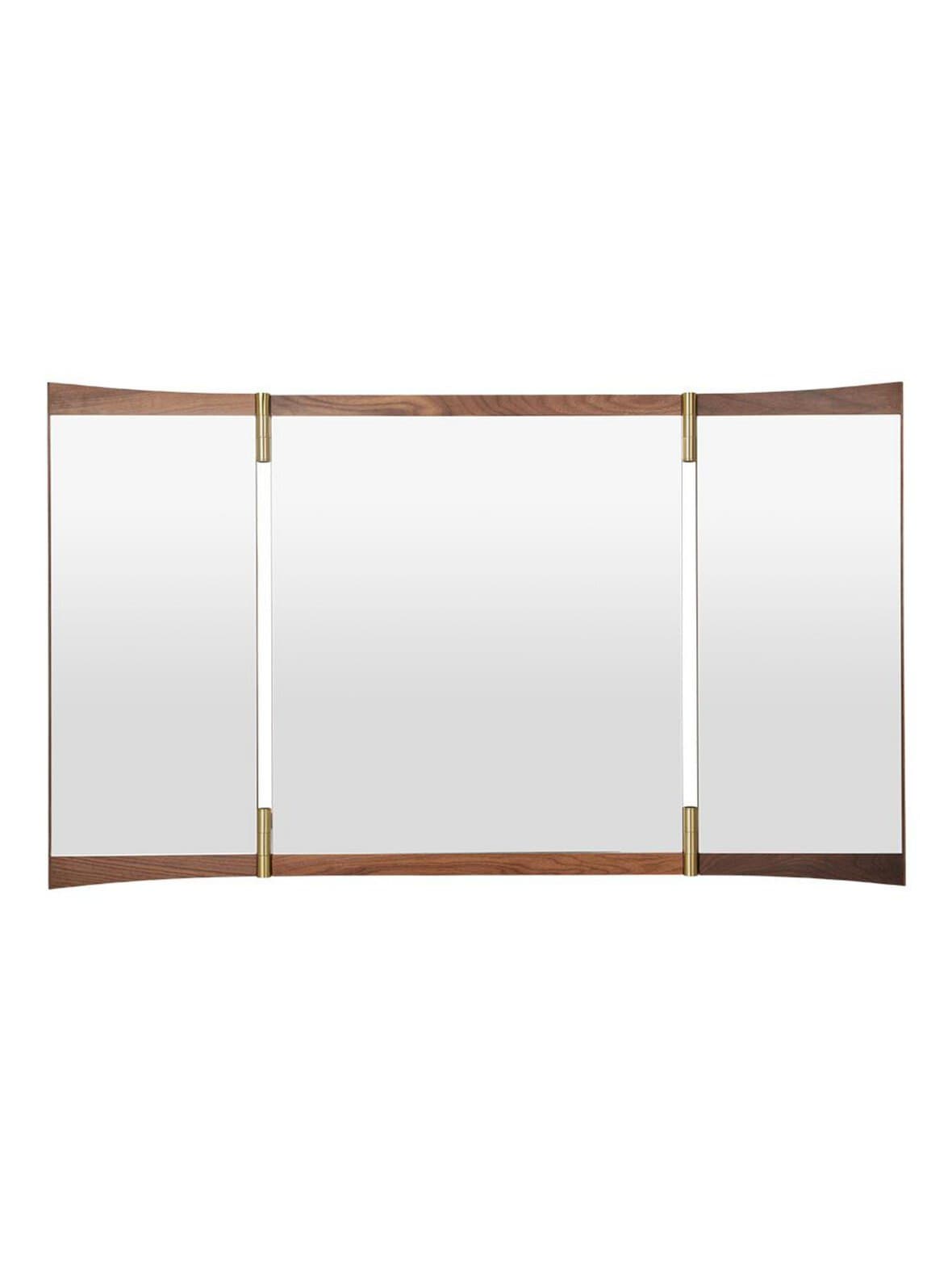 Vanity-peili 3-osainen pähkinä/messinki – GUBI