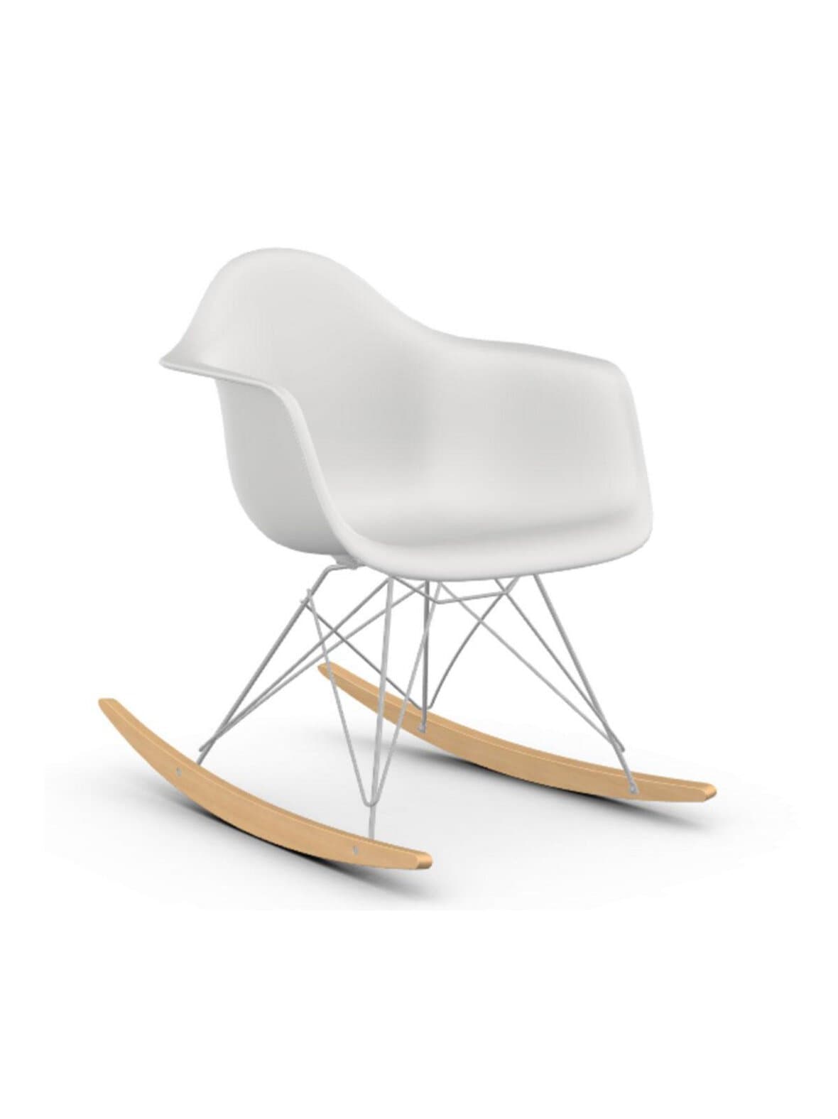 Eames rar re -keinutuoli cotton white/kromi/vaalea vaahtera – Vitra
